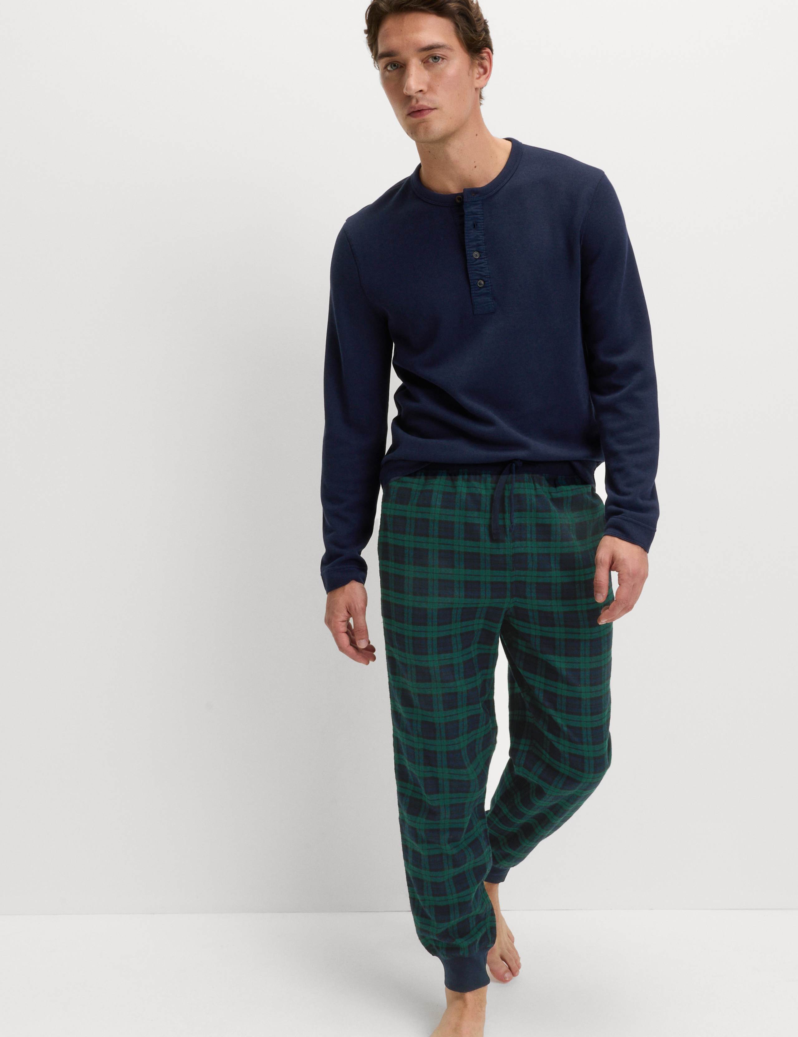 Pure Cotton Checked Pyjama Bottoms 1 of 5
