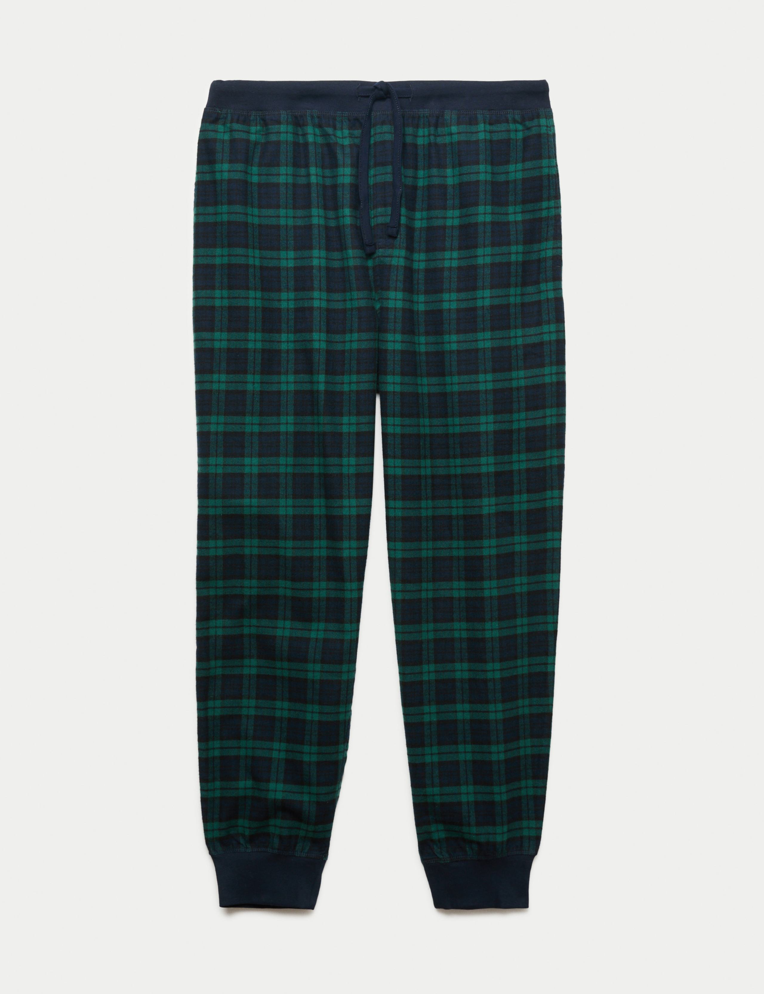 Pure Cotton Checked Pyjama Bottoms 2 of 5