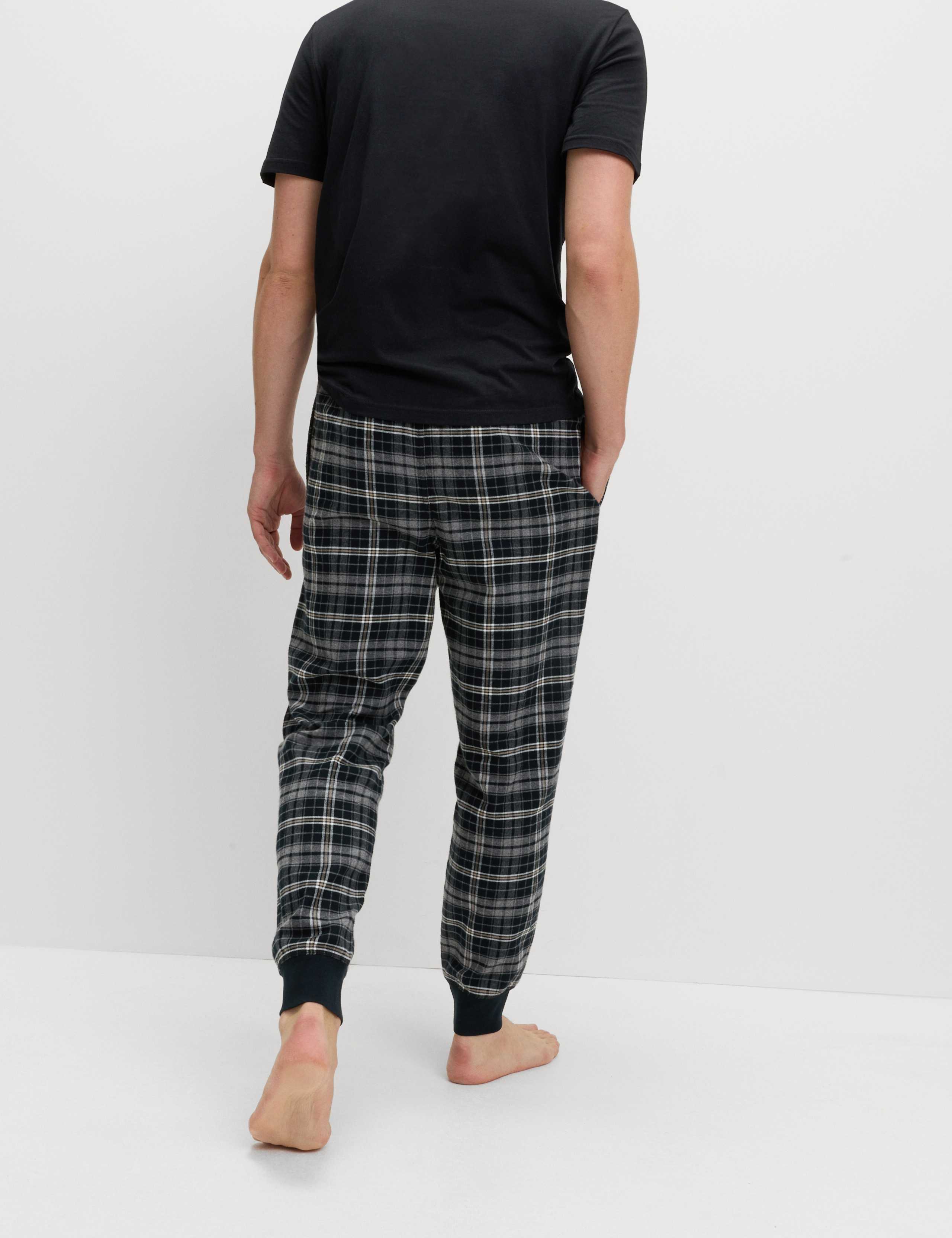 Brushed Cotton Checked Joggers 4 of 4