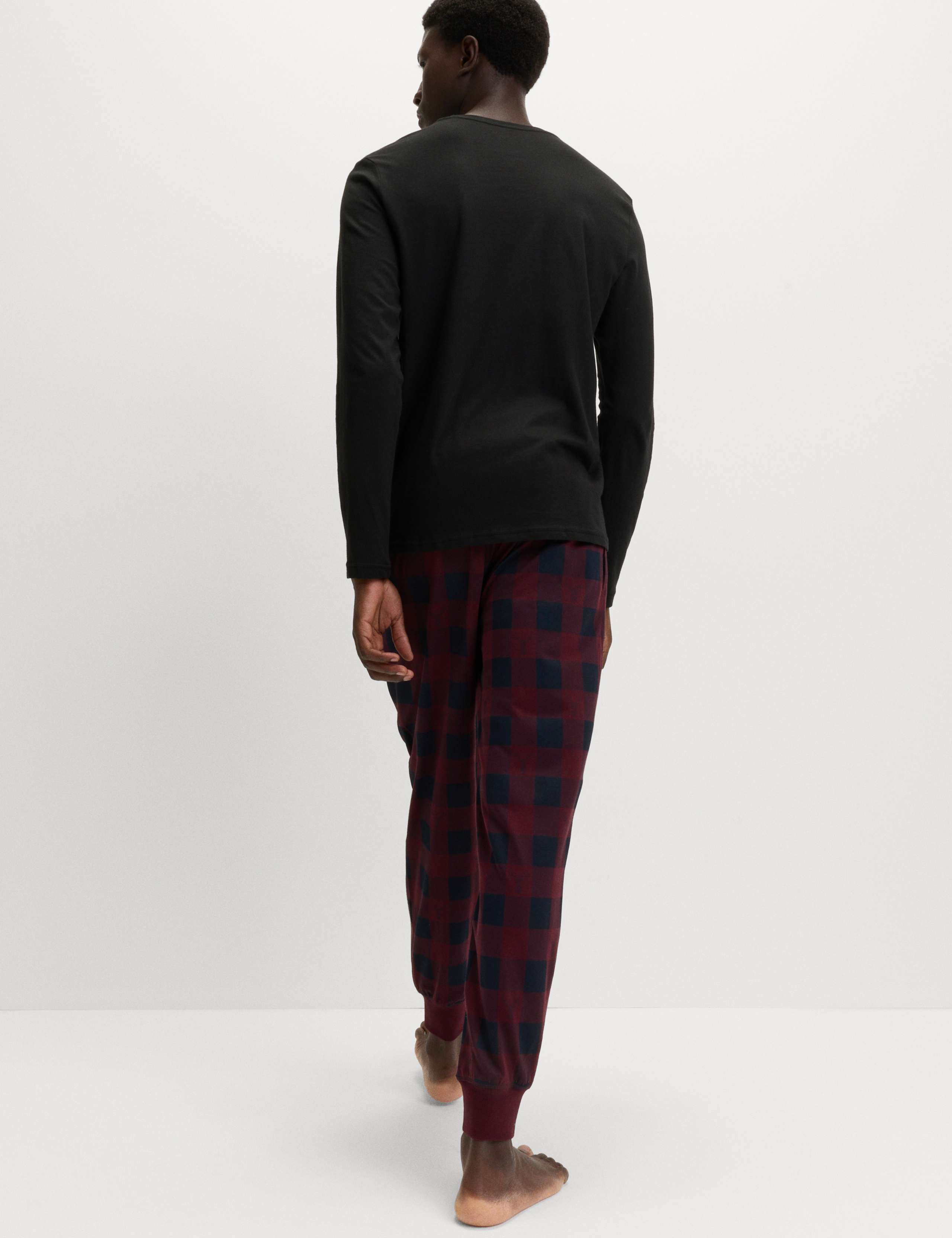 Pure Cotton Checked Jogger Pyjama Set 4 of 7