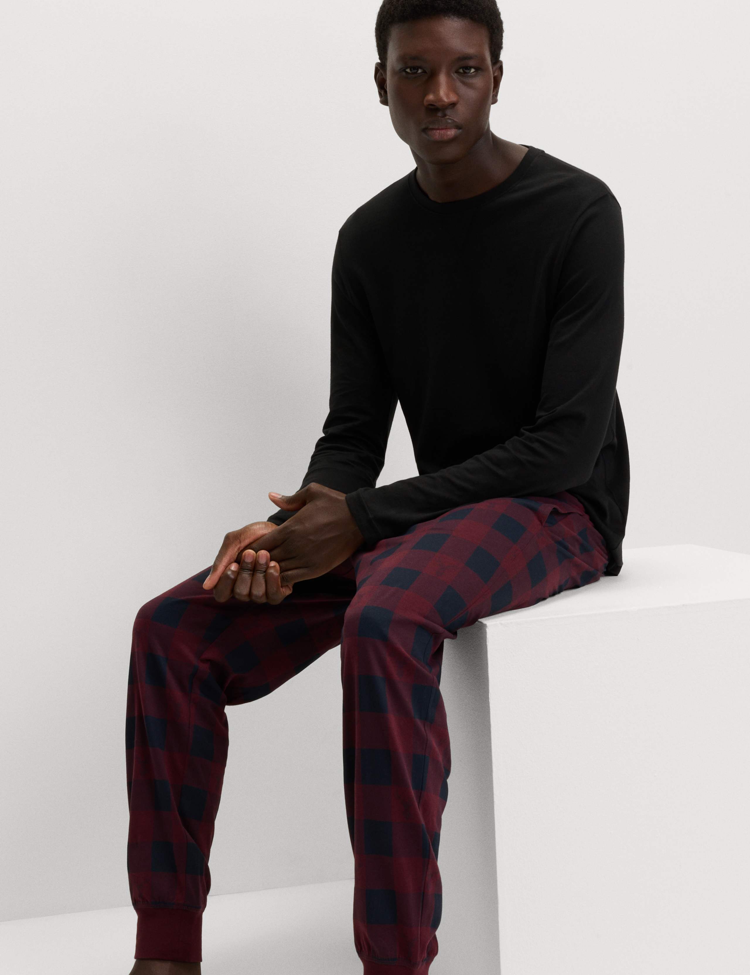 Pure Cotton Checked Jogger Pyjama Set 6 of 7