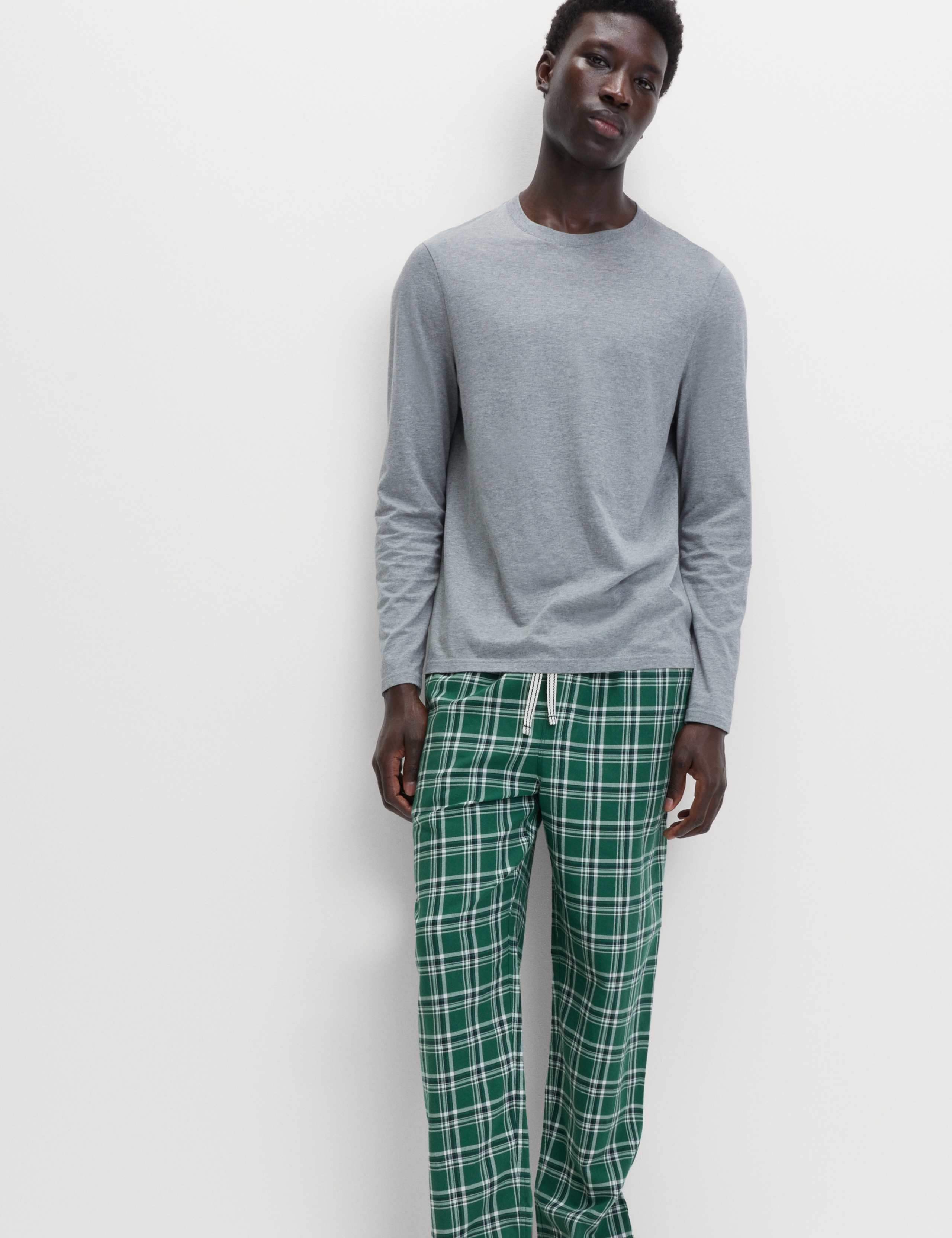 Pure Cotton Checked Loungewear Bottoms 1 of 6
