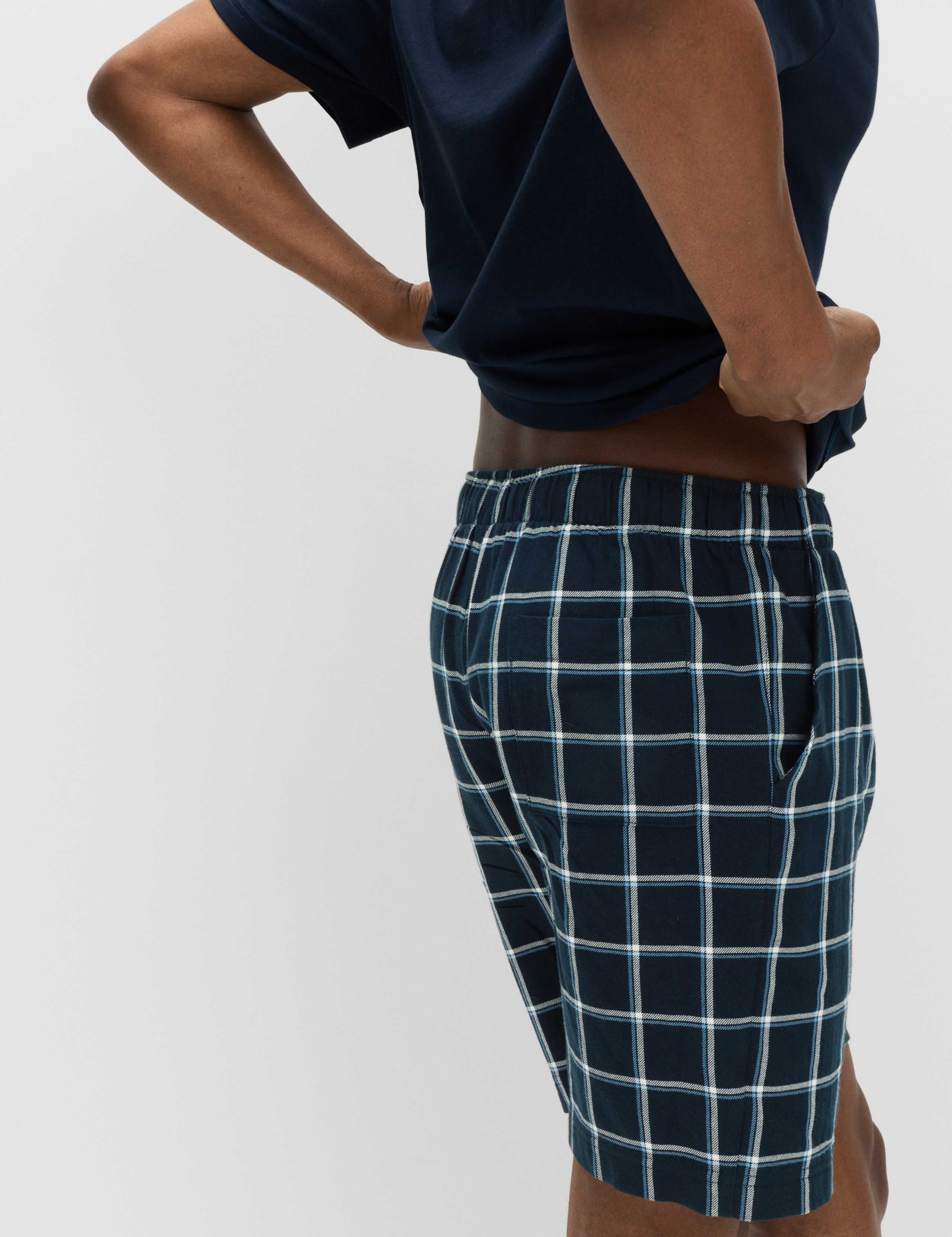 Pure Cotton Woven Checked Pyjama Shorts 3 of 5