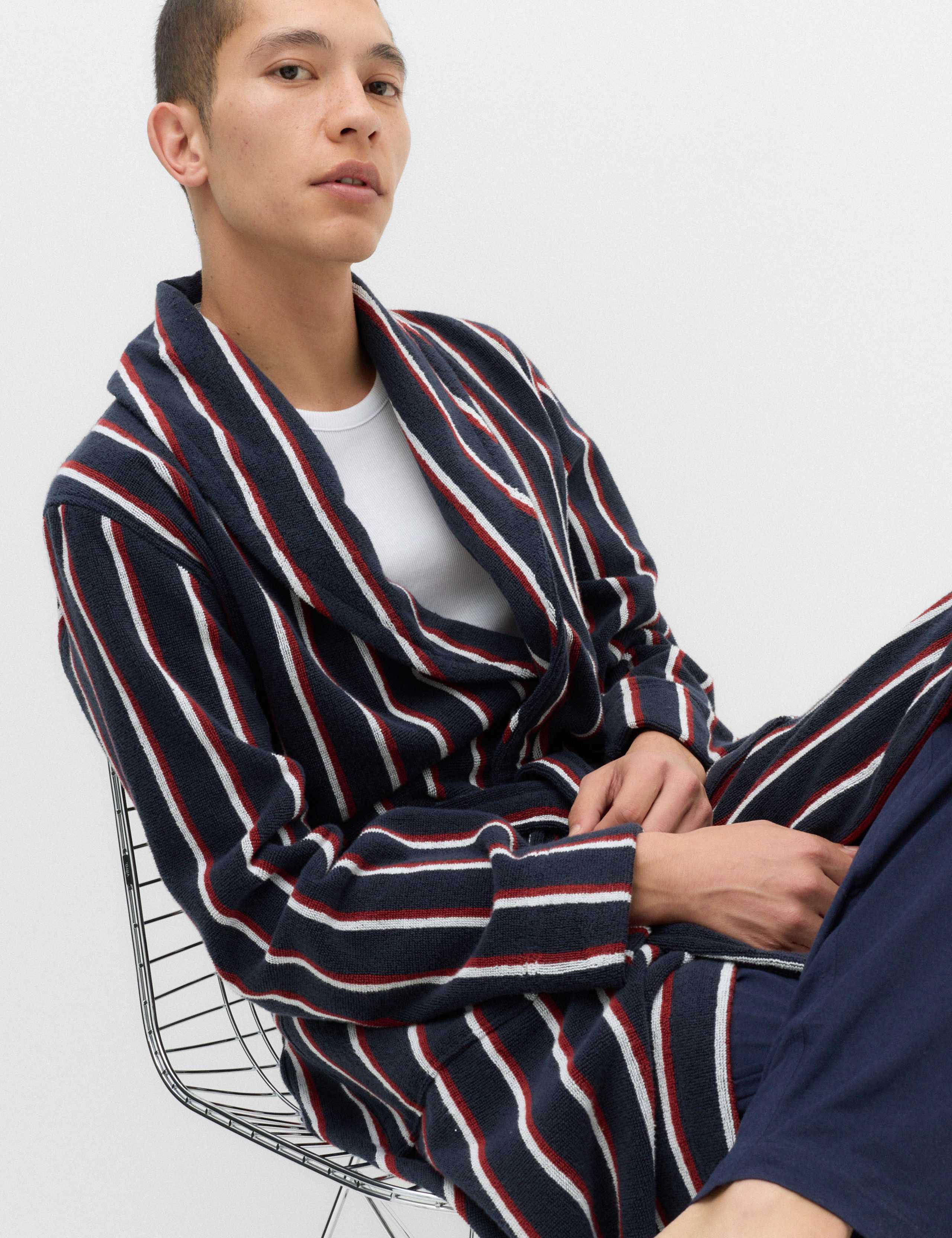 Pure Cotton Striped Towelling Dressing Gown 7 of 7