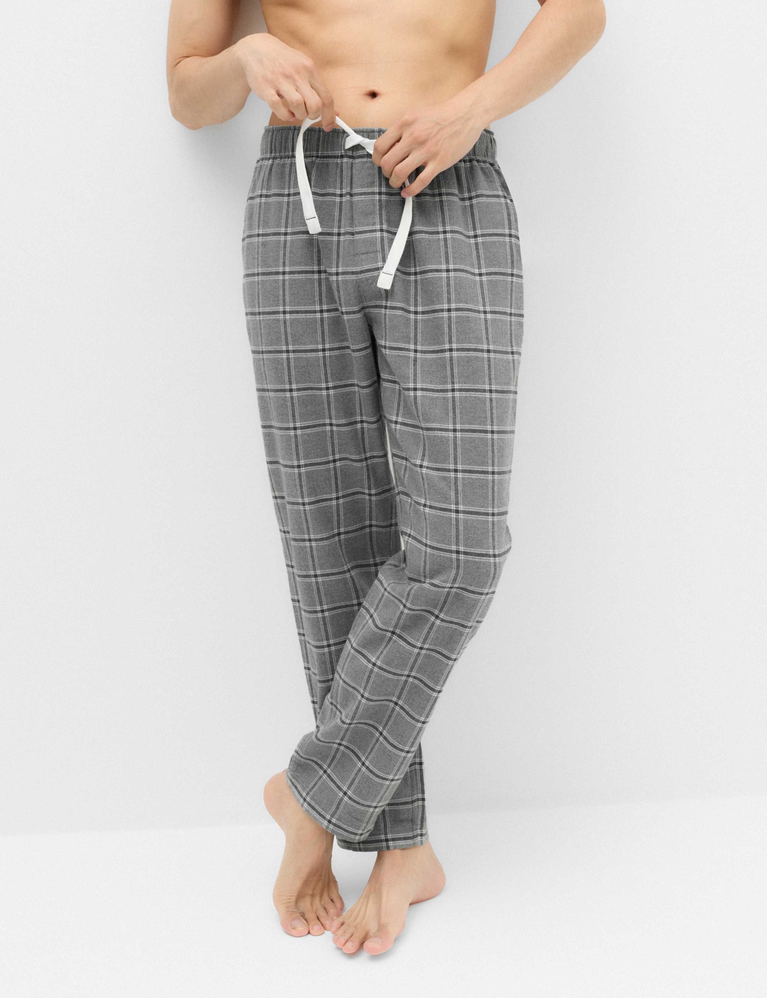 Pure Cotton Checked Loungewear Bottoms 3 of 7