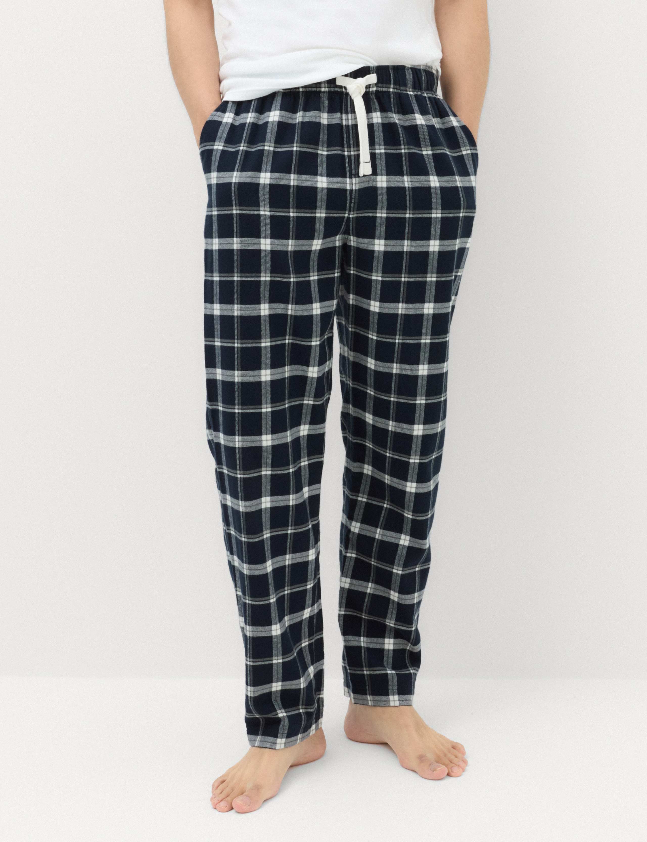 Pure Cotton Checked Loungewear Bottoms 3 of 6