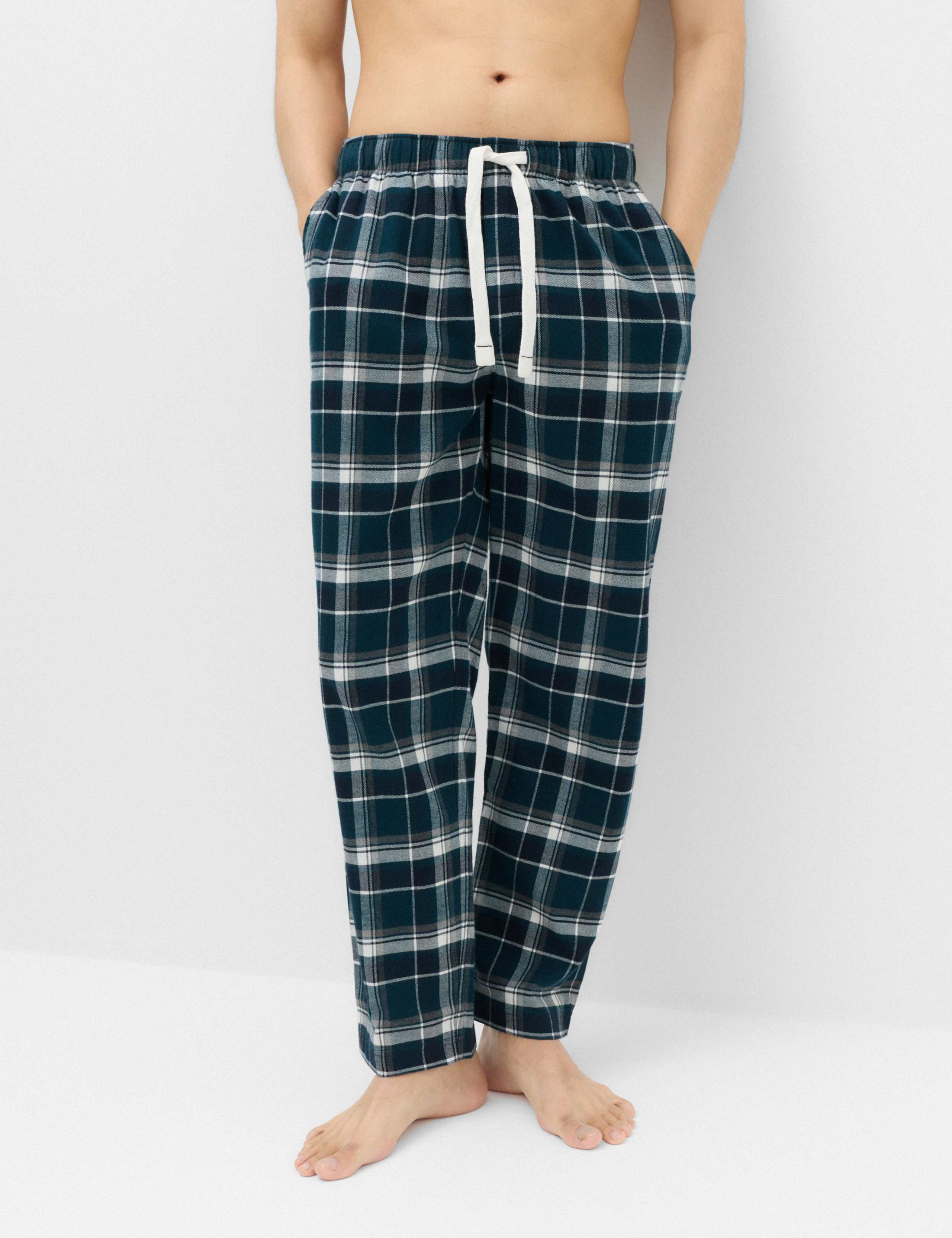 Pure Cotton Checked Loungewear Bottoms 3 of 5