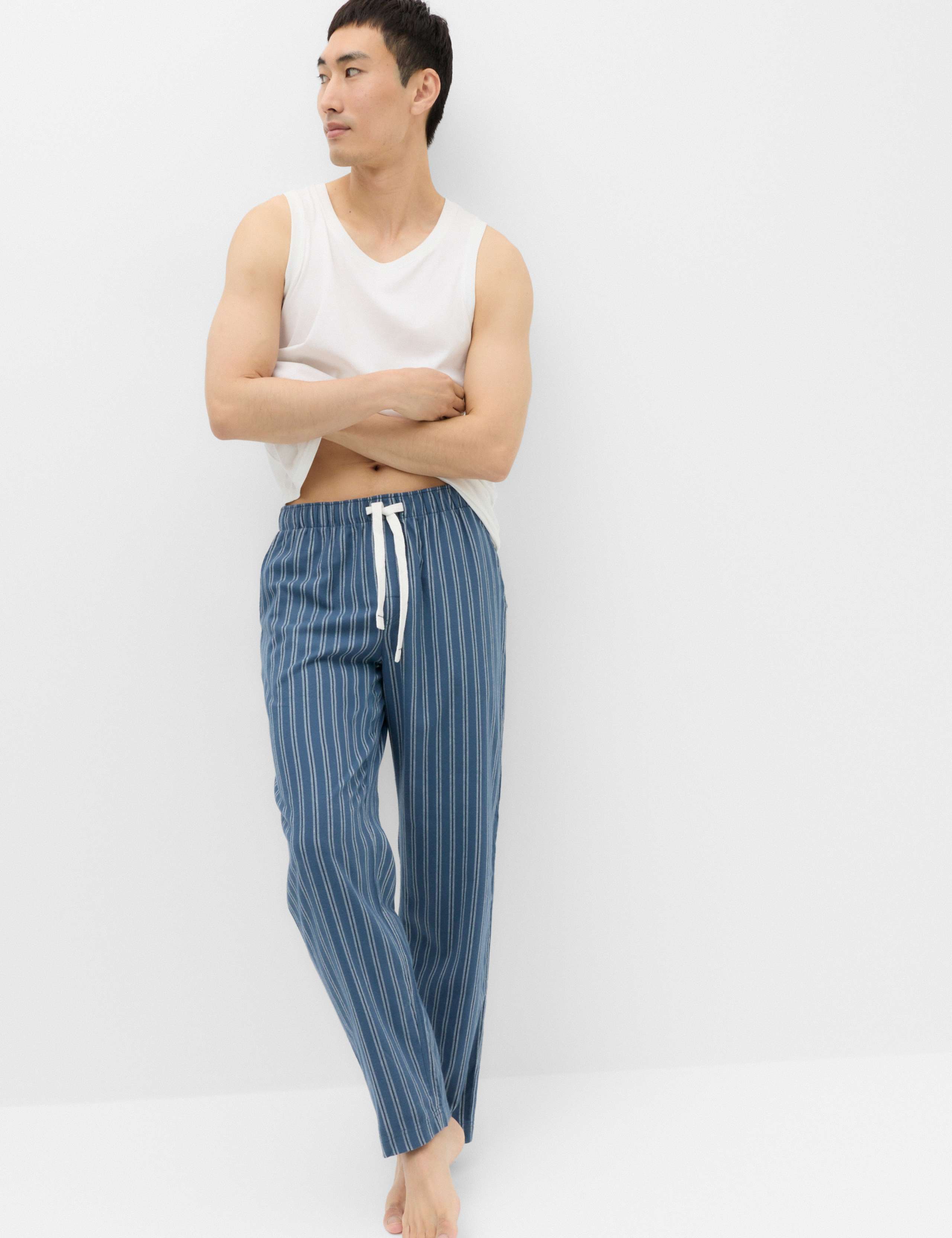 Pure Cotton Striped Loungewear Bottoms 1 of 5