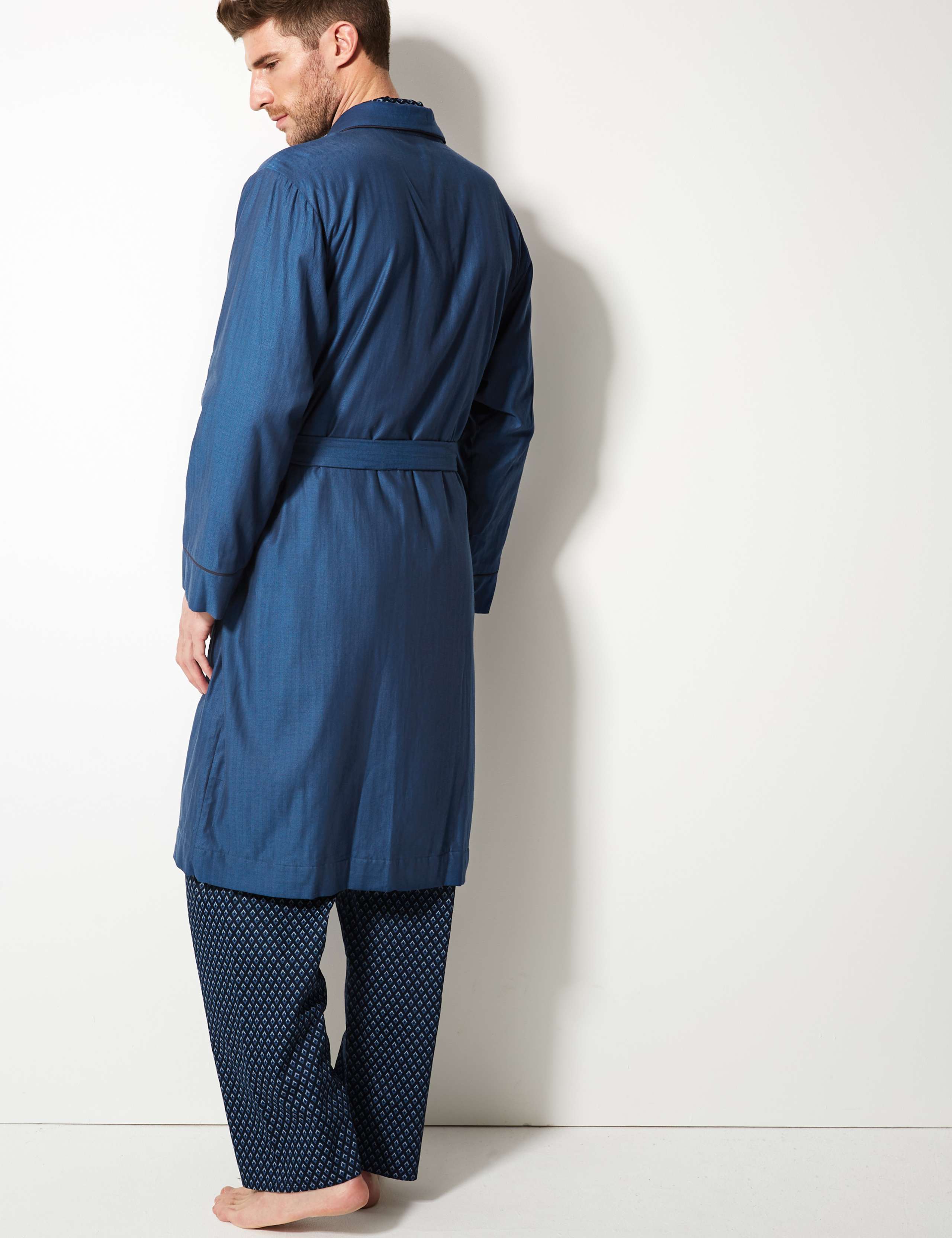 Pure Cotton Striped Dressing Gown 3 of 4