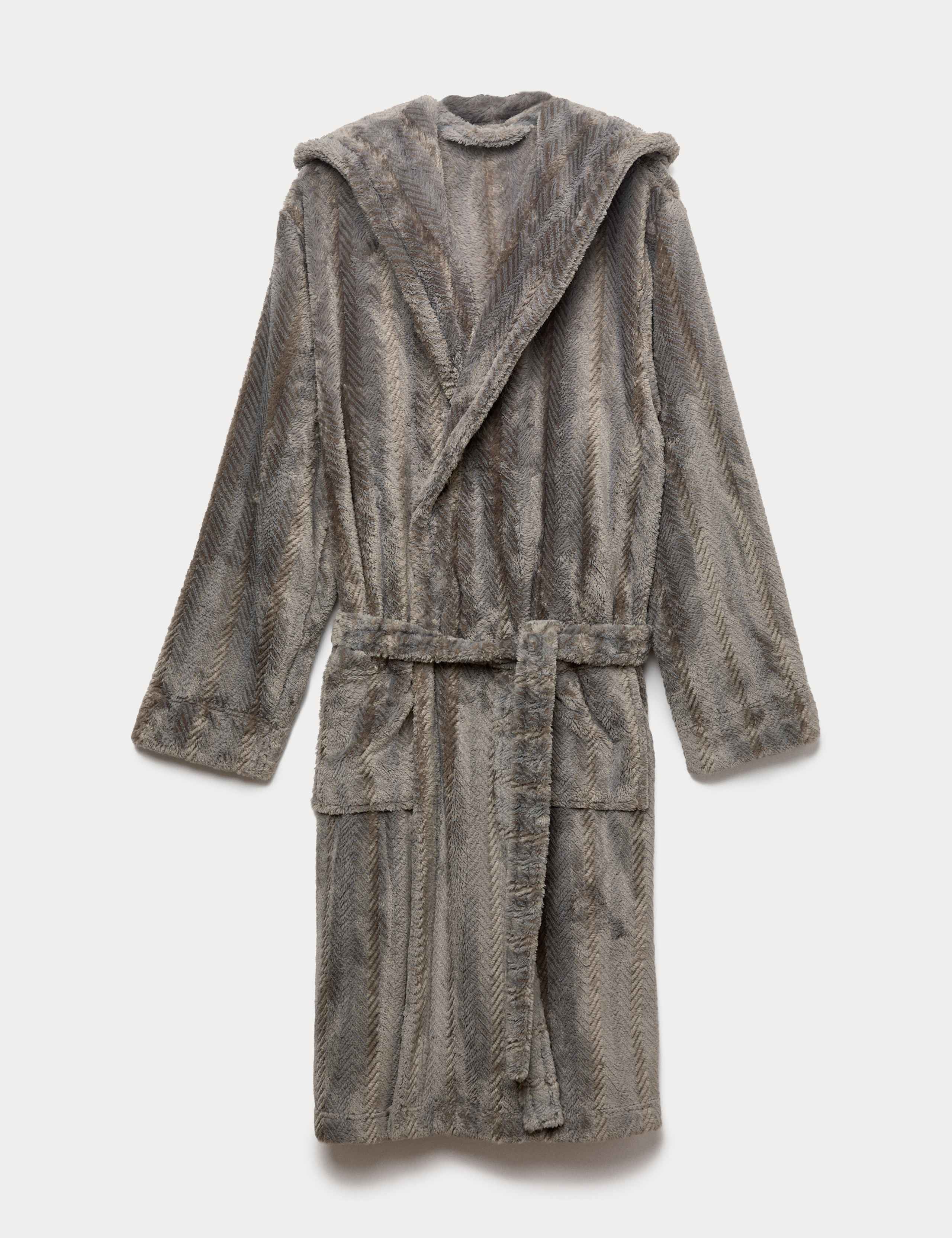 Supersoft Fleece Herringbone Dressing Gown 2 of 6