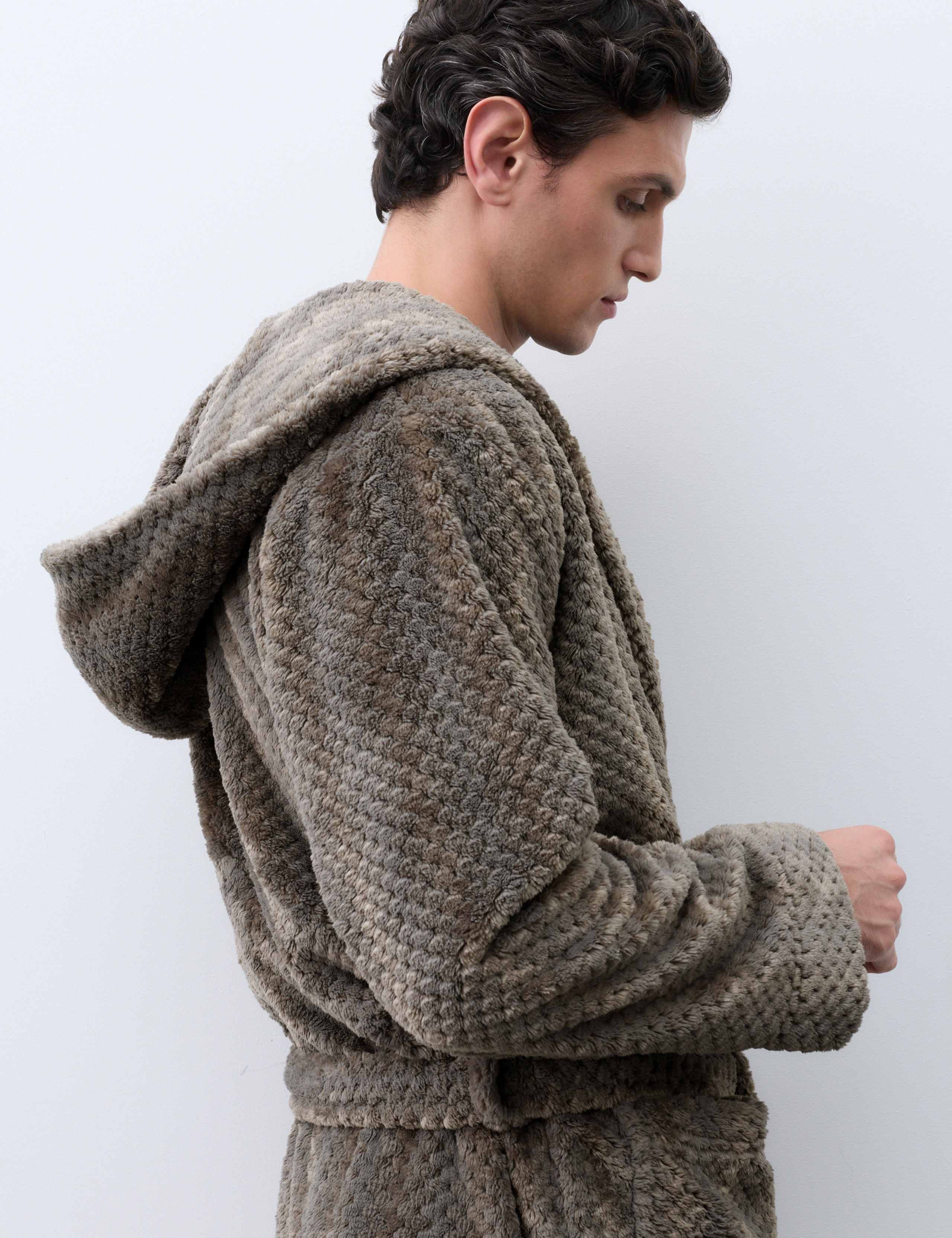 Fleece Textured Dressing Gown 3 of 8