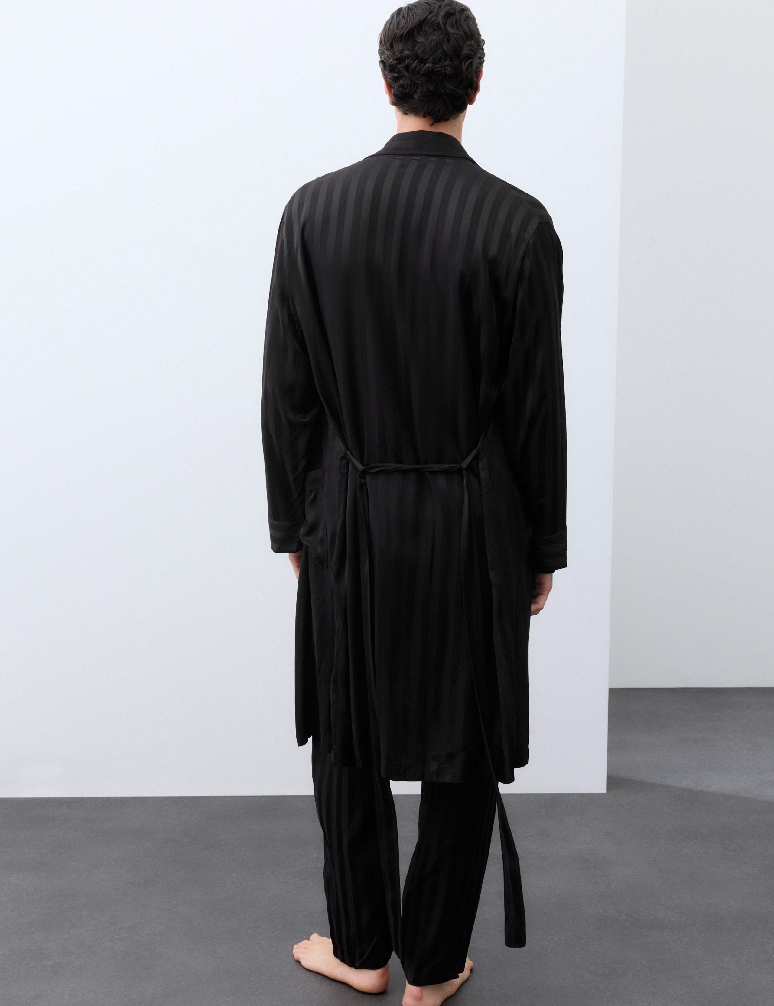 Satin Striped Stretch Dressing Gown 3 of 7