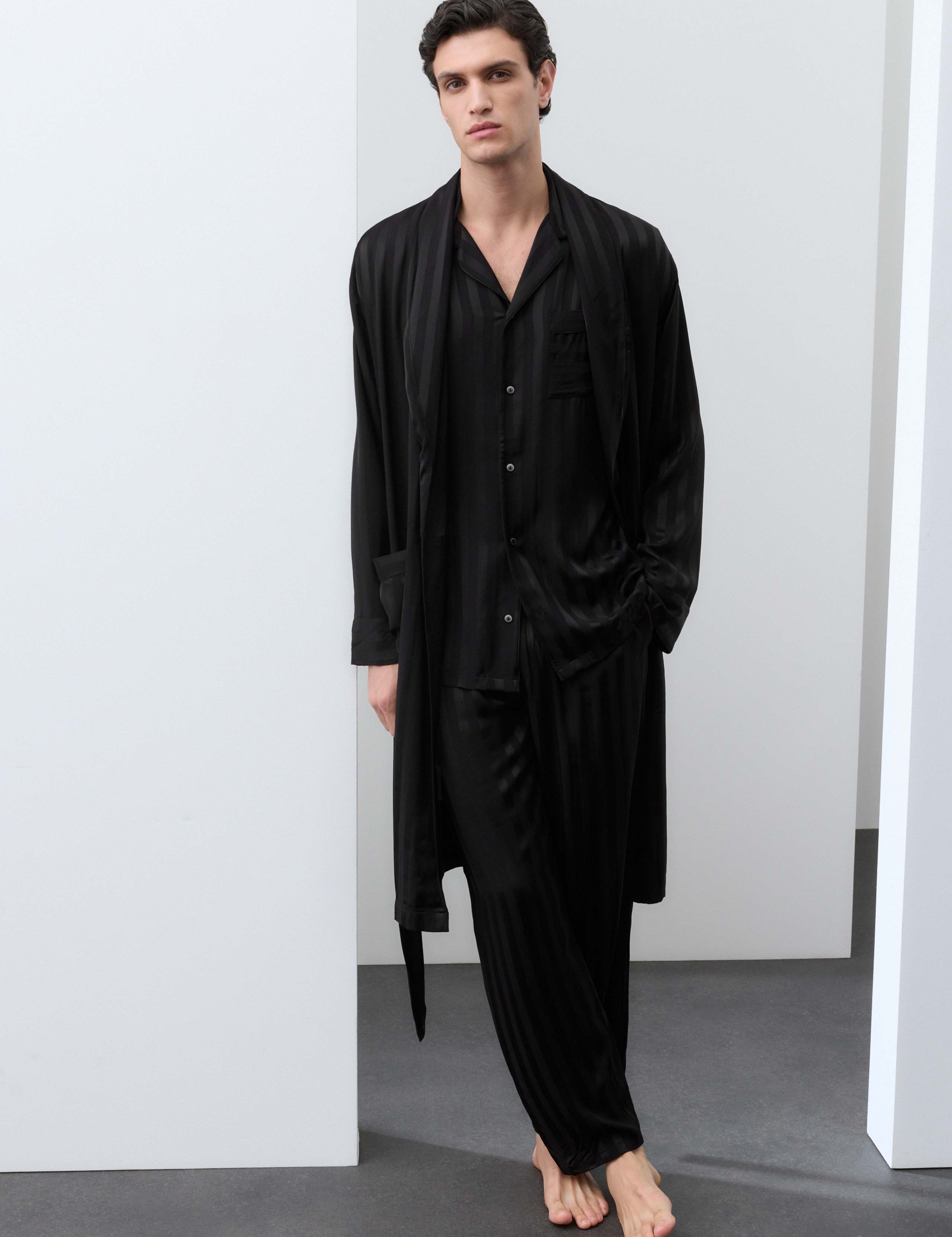 Satin Striped Stretch Dressing Gown 5 of 7