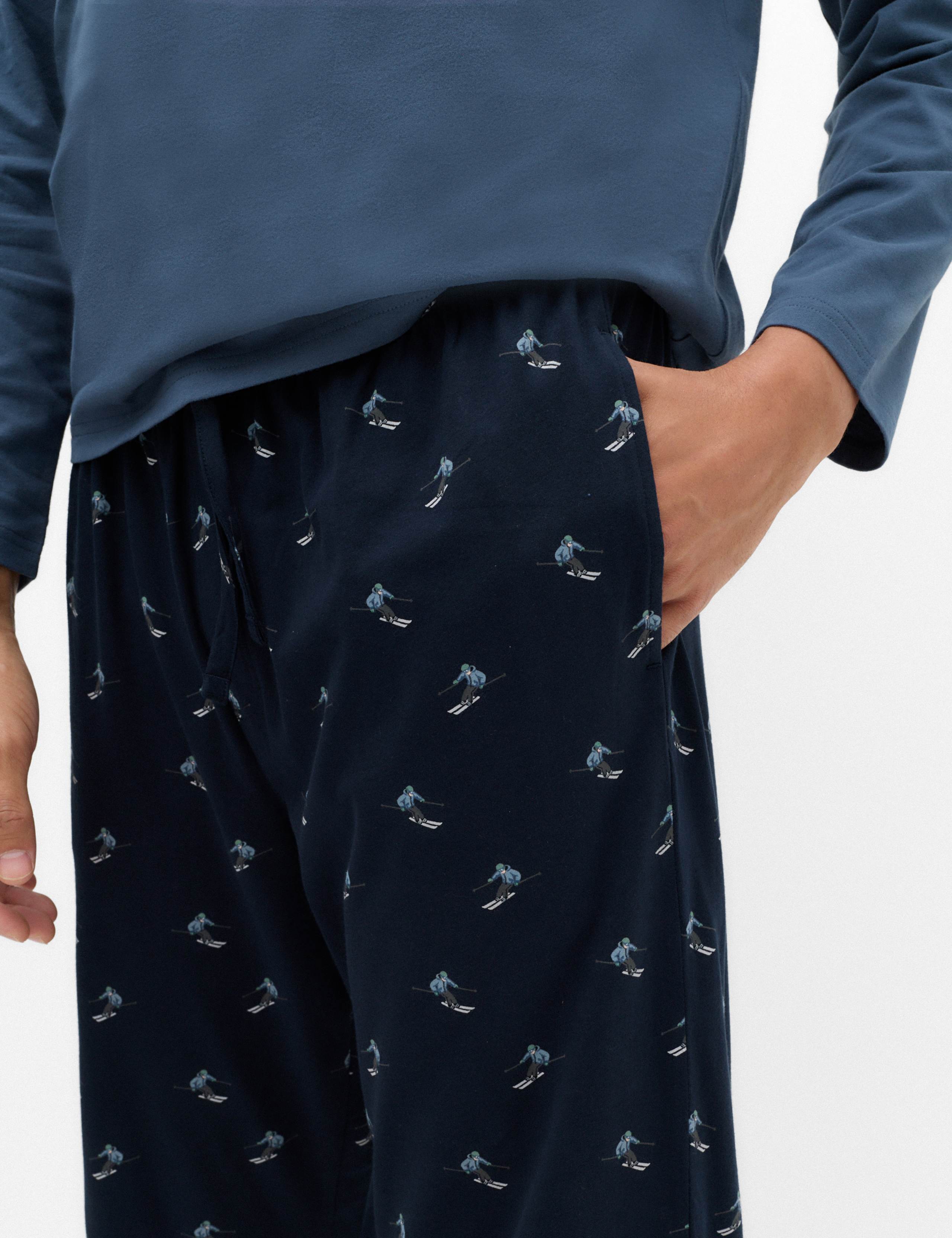 Pure Cotton Ski Print Pyjama Set 3 of 7