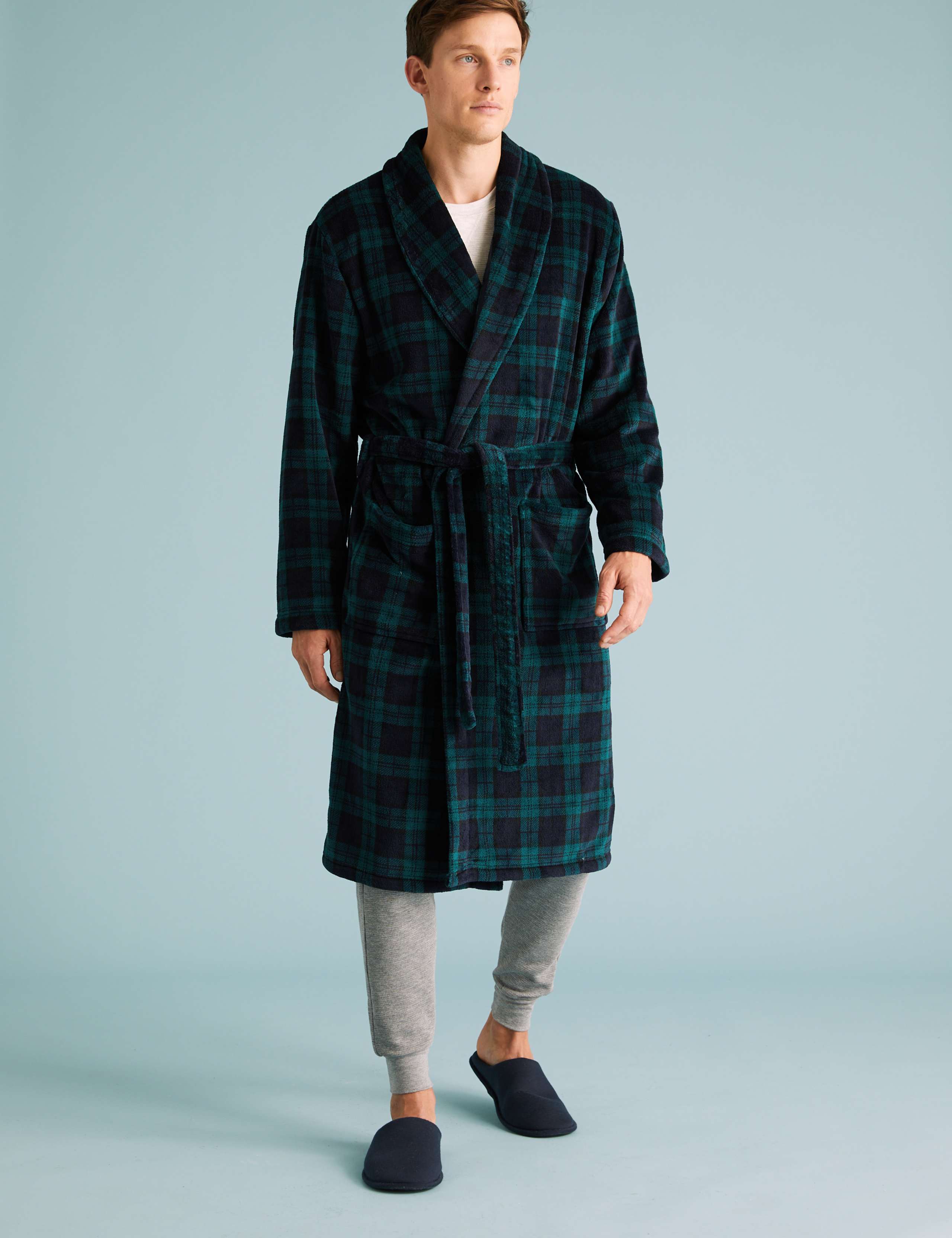Fleece Checked Dressing Gown 3 of 4