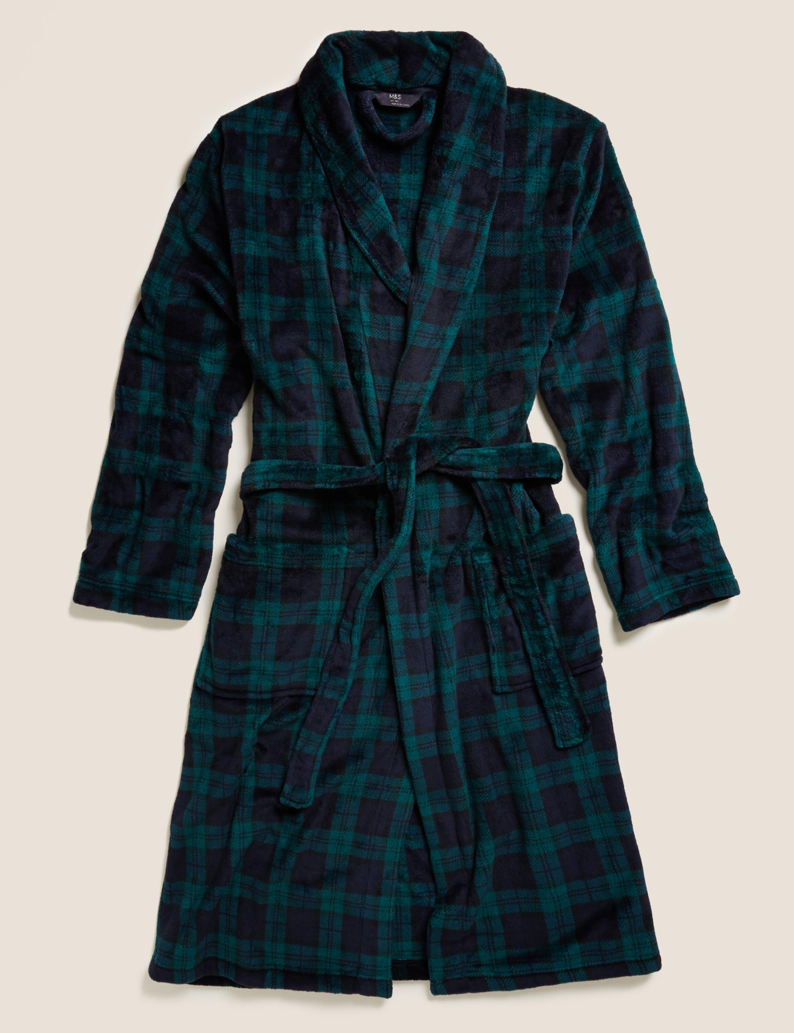 Fleece Checked Dressing Gown 2 of 4