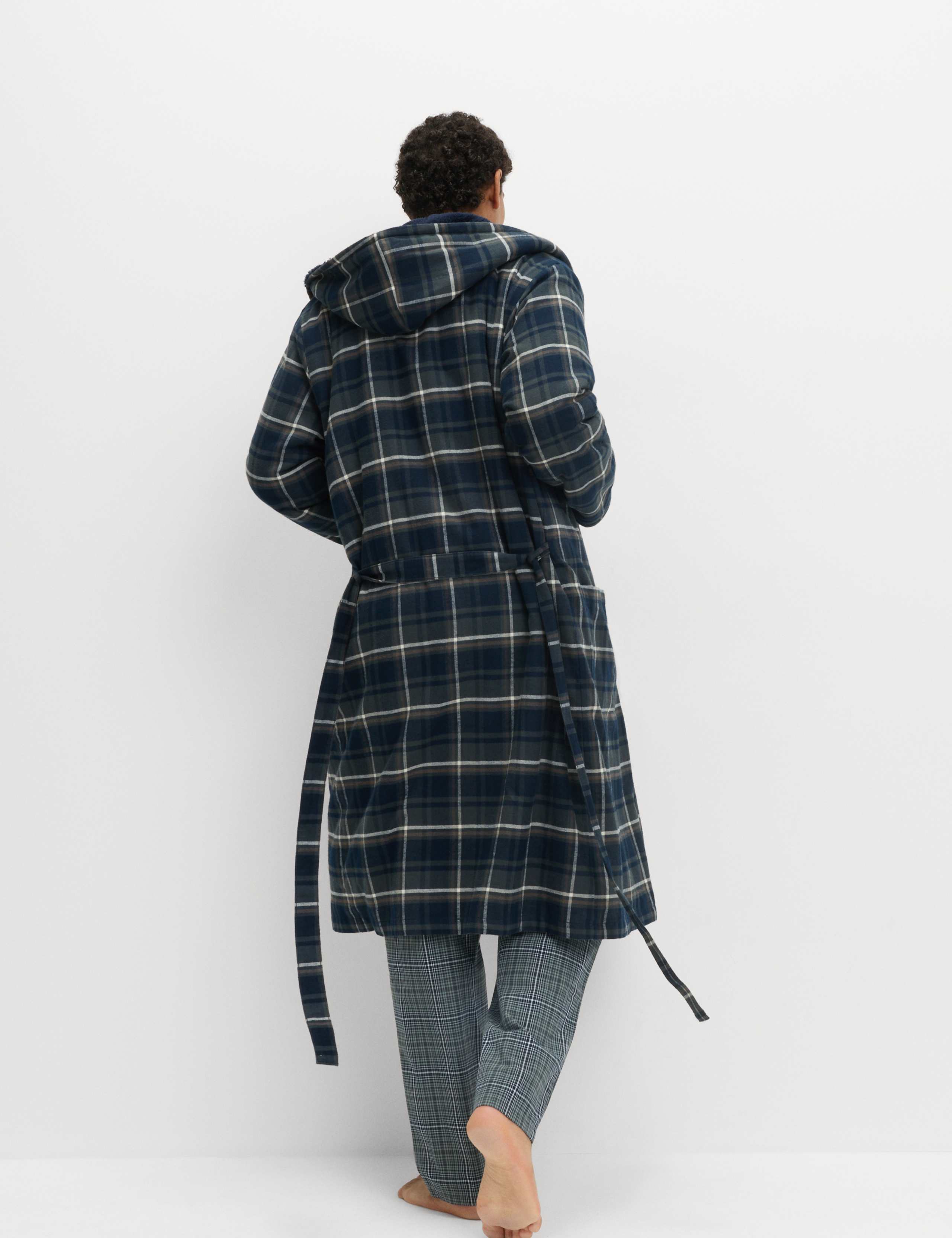 Pure Cotton Checked Dressing Gown 1 of 5