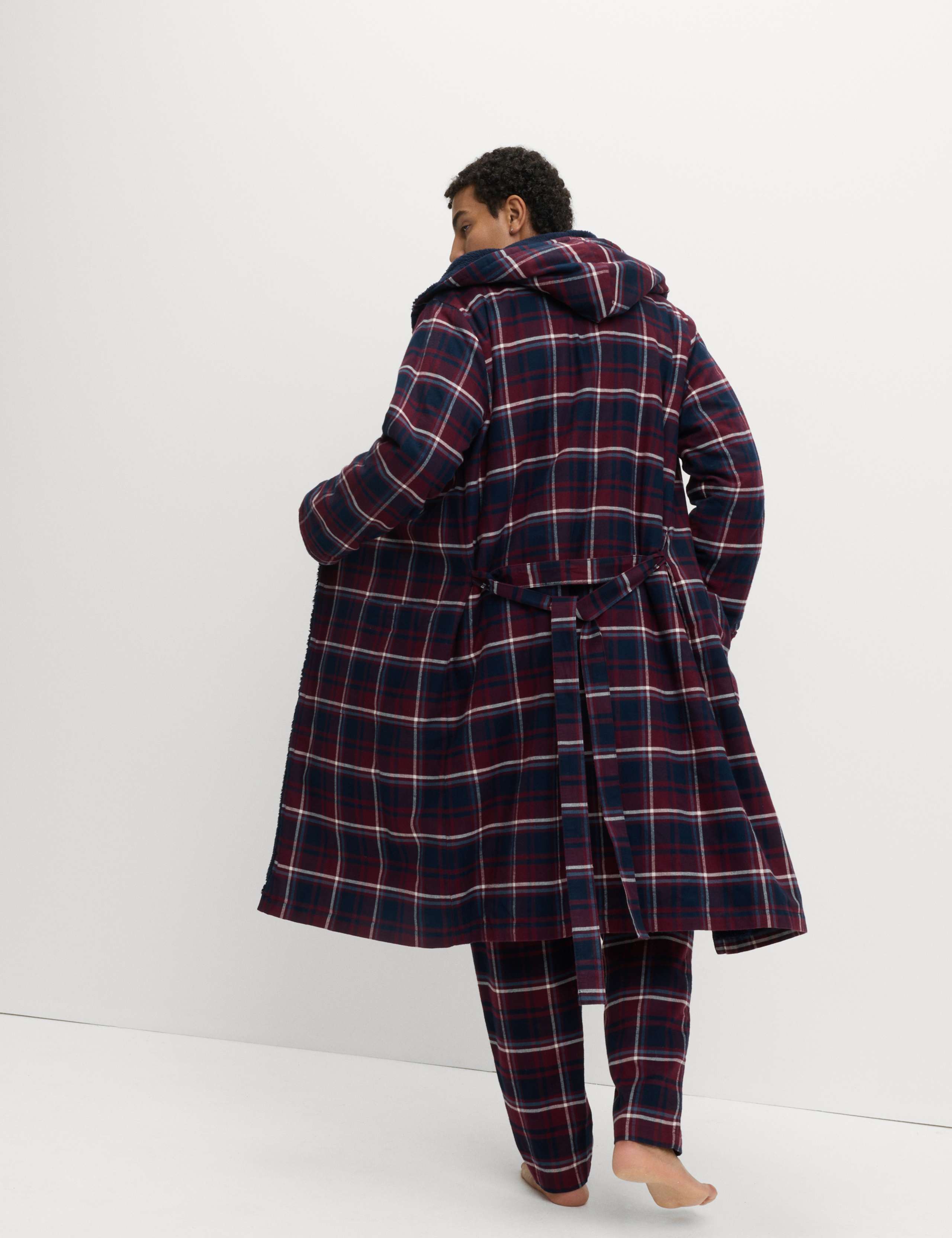 Pure Cotton Checked Dressing Gown 4 of 6