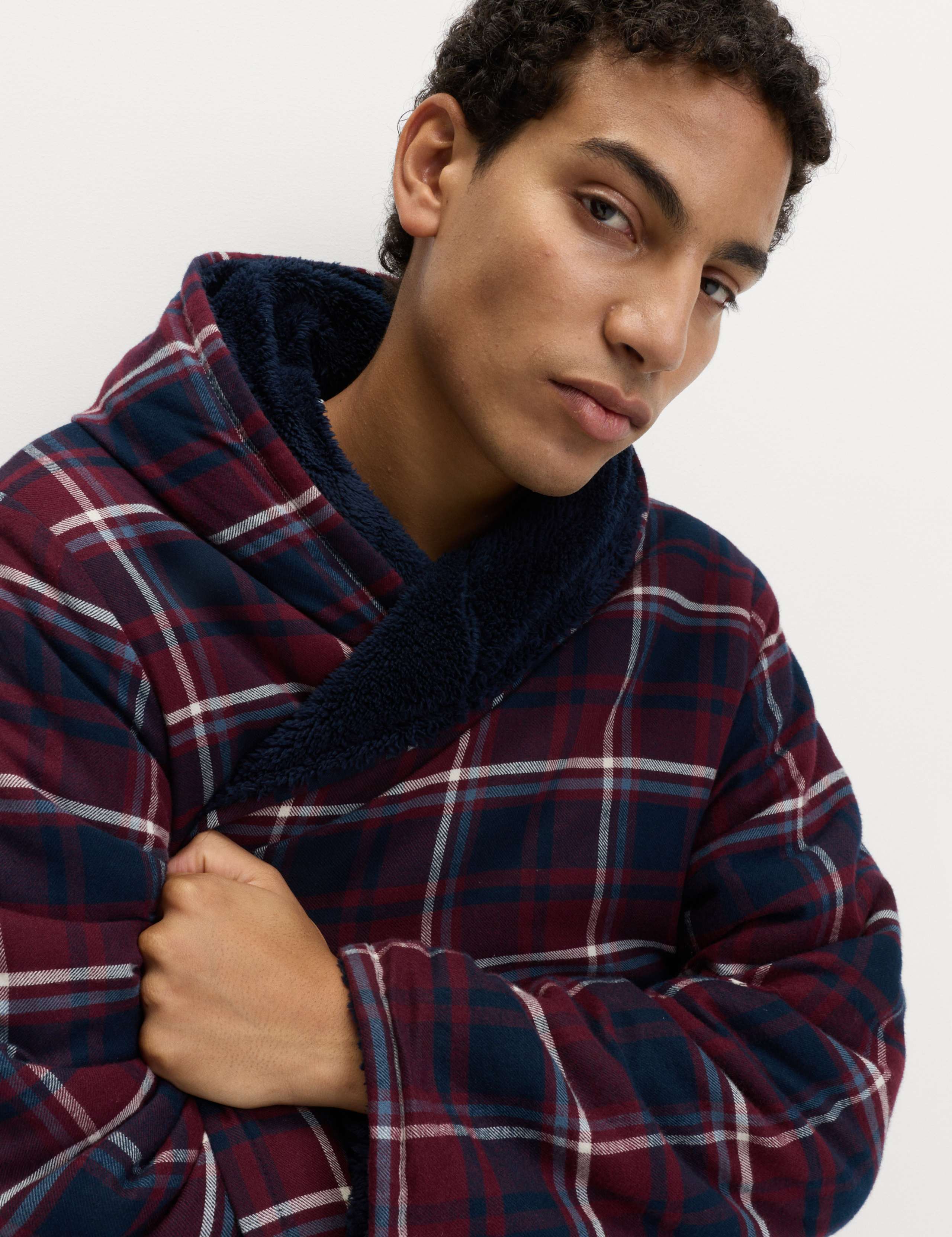 Pure Cotton Checked Dressing Gown 5 of 6