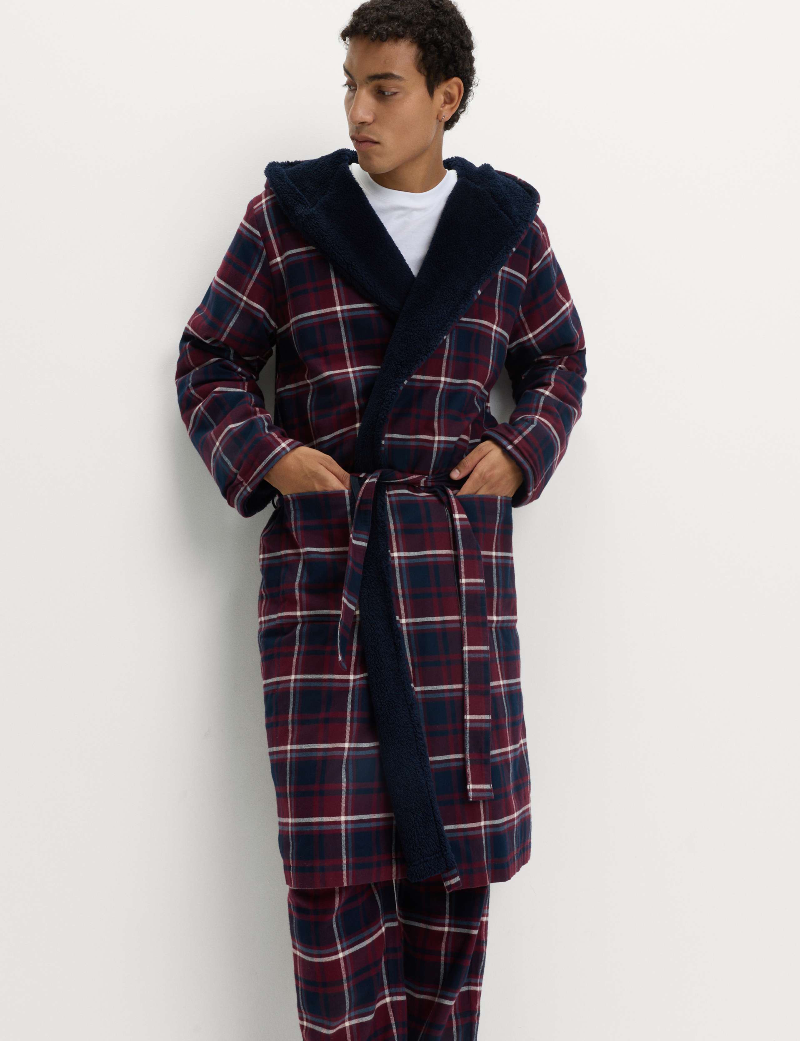 Pure Cotton Checked Dressing Gown 6 of 6