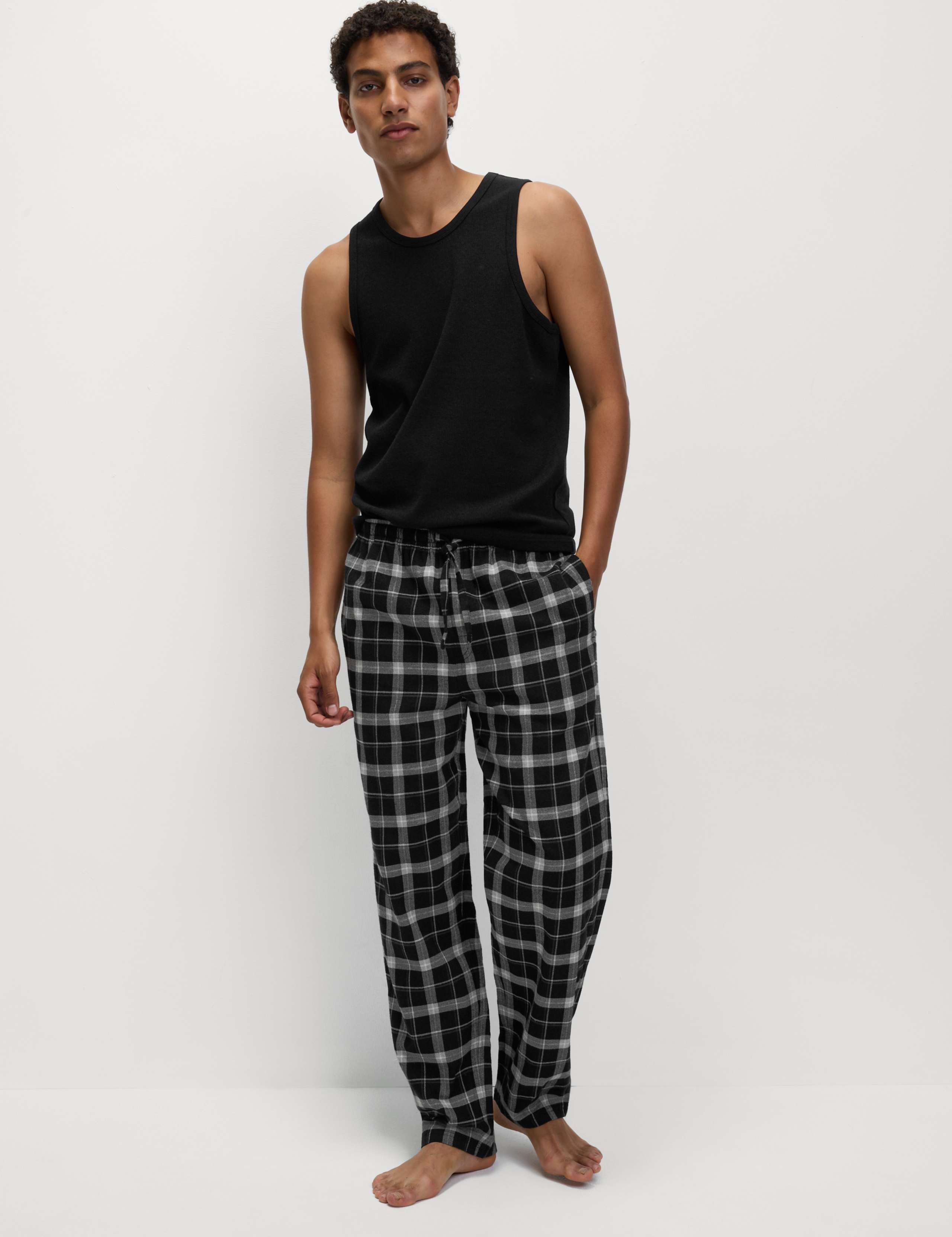 2pk Brushed Cotton Check Long Pant 2 of 5