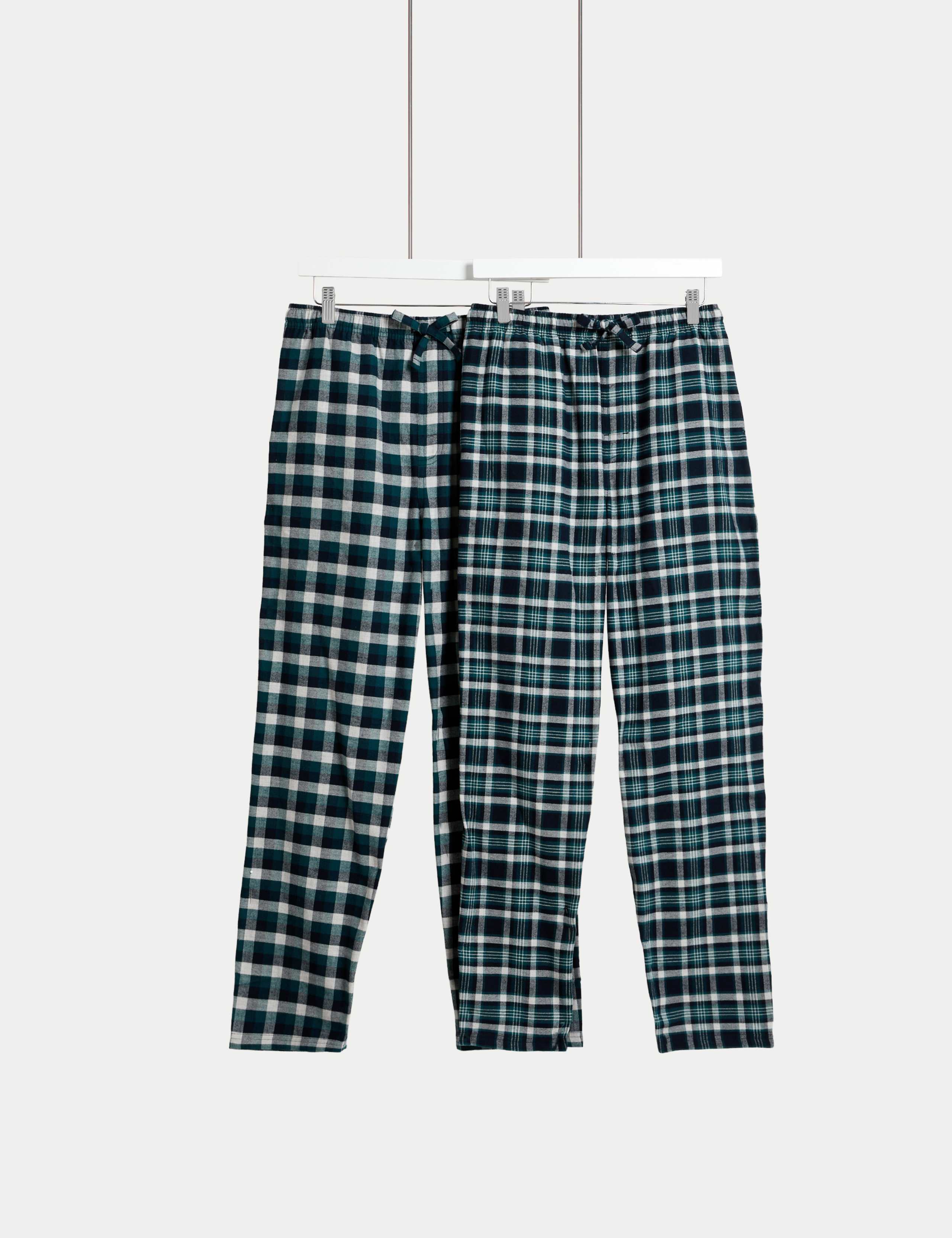 2pk Brushed Cotton Checked Pyjama Bottoms 1 of 6