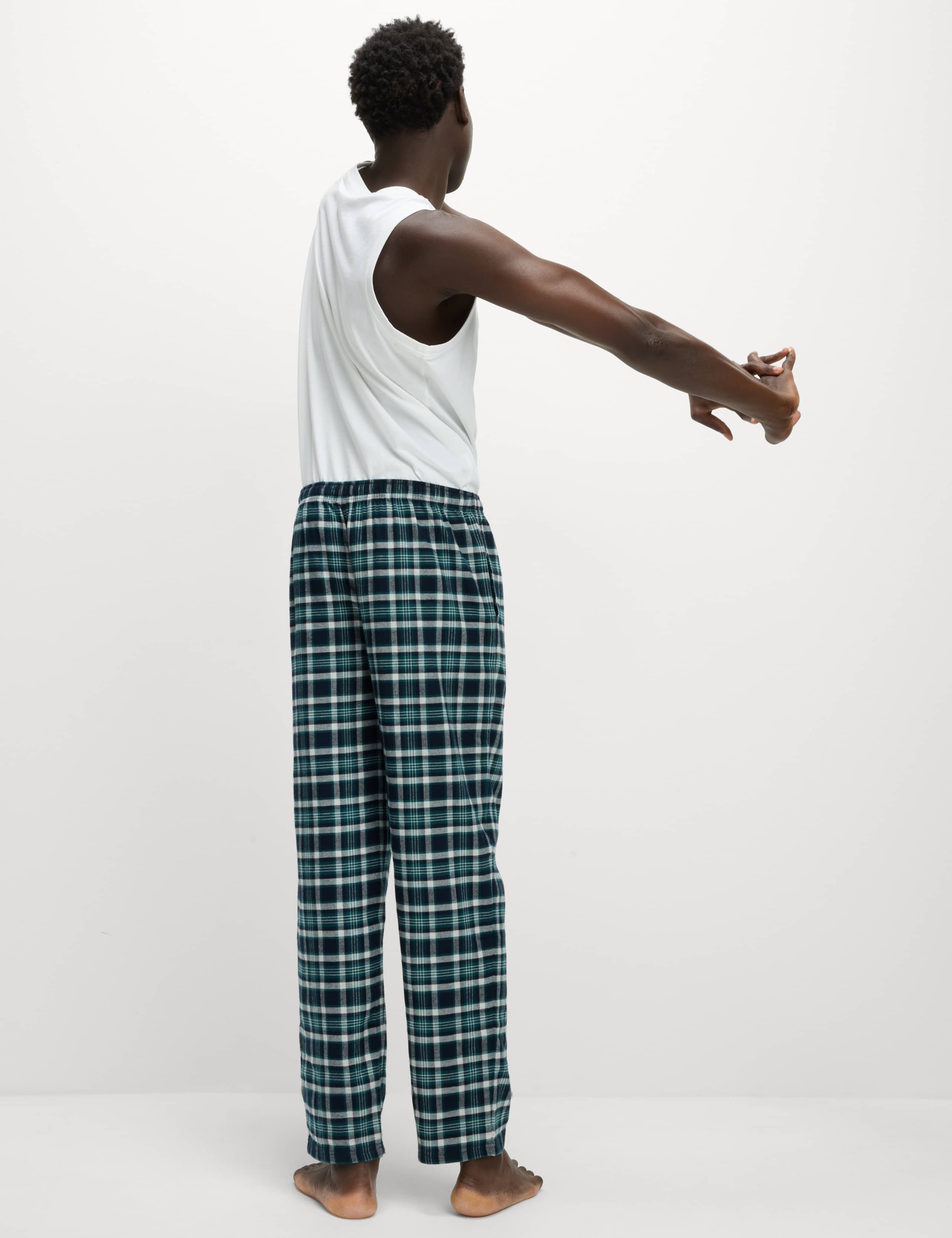 2 Pack Brushed Cotton Checked Pyjama Bottoms 3 of 6