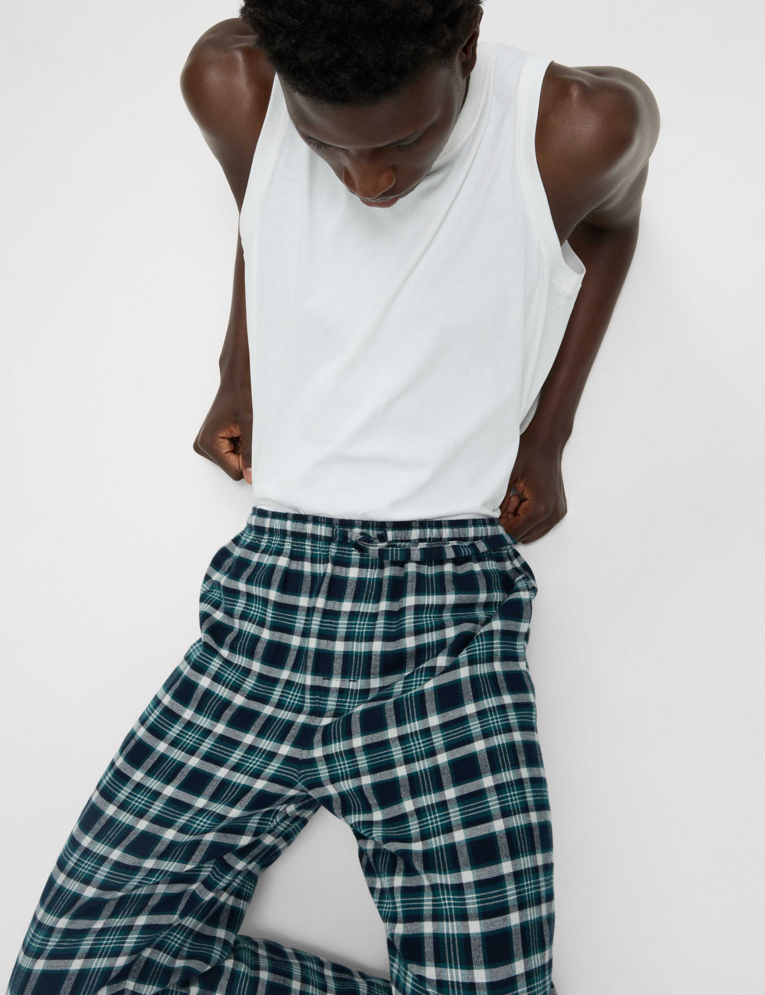 2pk Brushed Cotton Checked Pyjama Bottoms 5 of 6