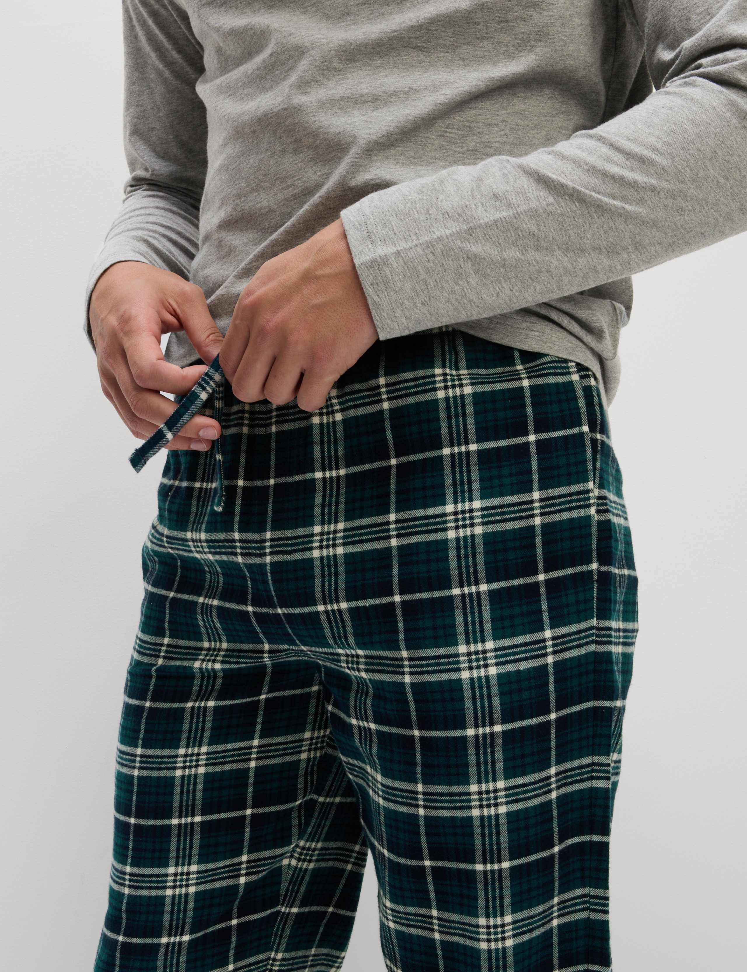 Brushed Cotton Henley Check Pyjama Set 4 of 5