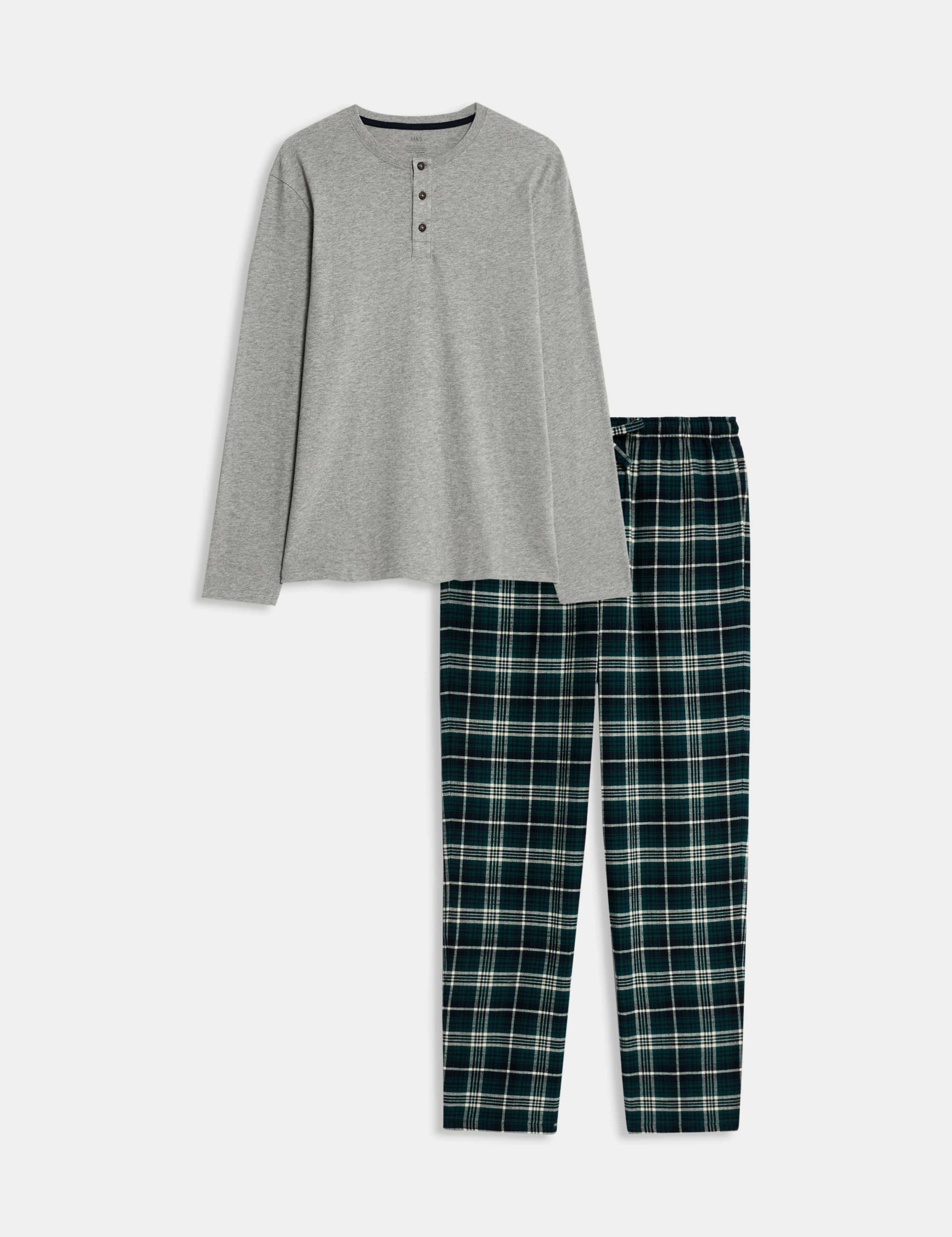 Brushed Cotton Henley Check Pyjama Set 2 of 5