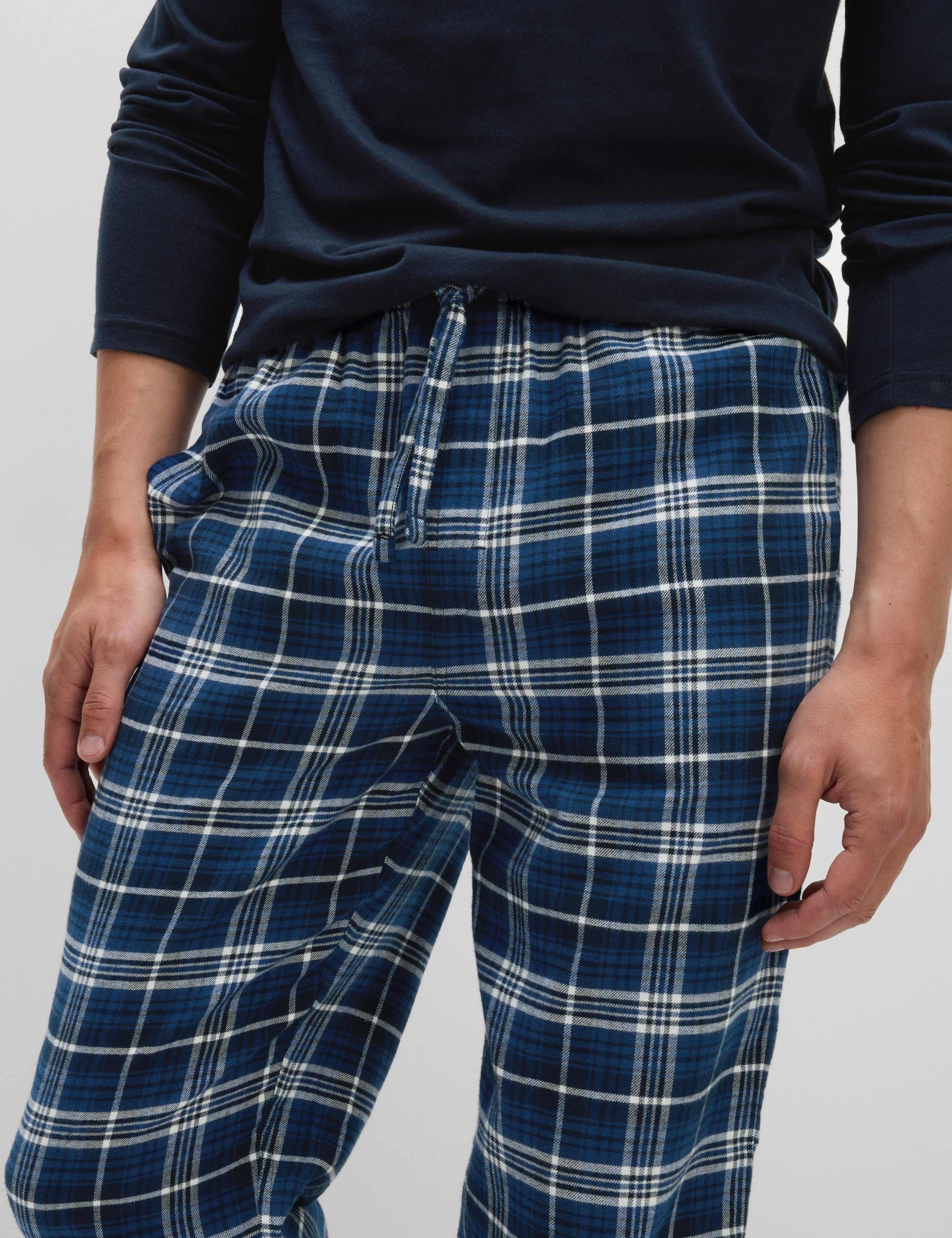 Brushed Cotton Henley Check Pyjama Set 4 of 5