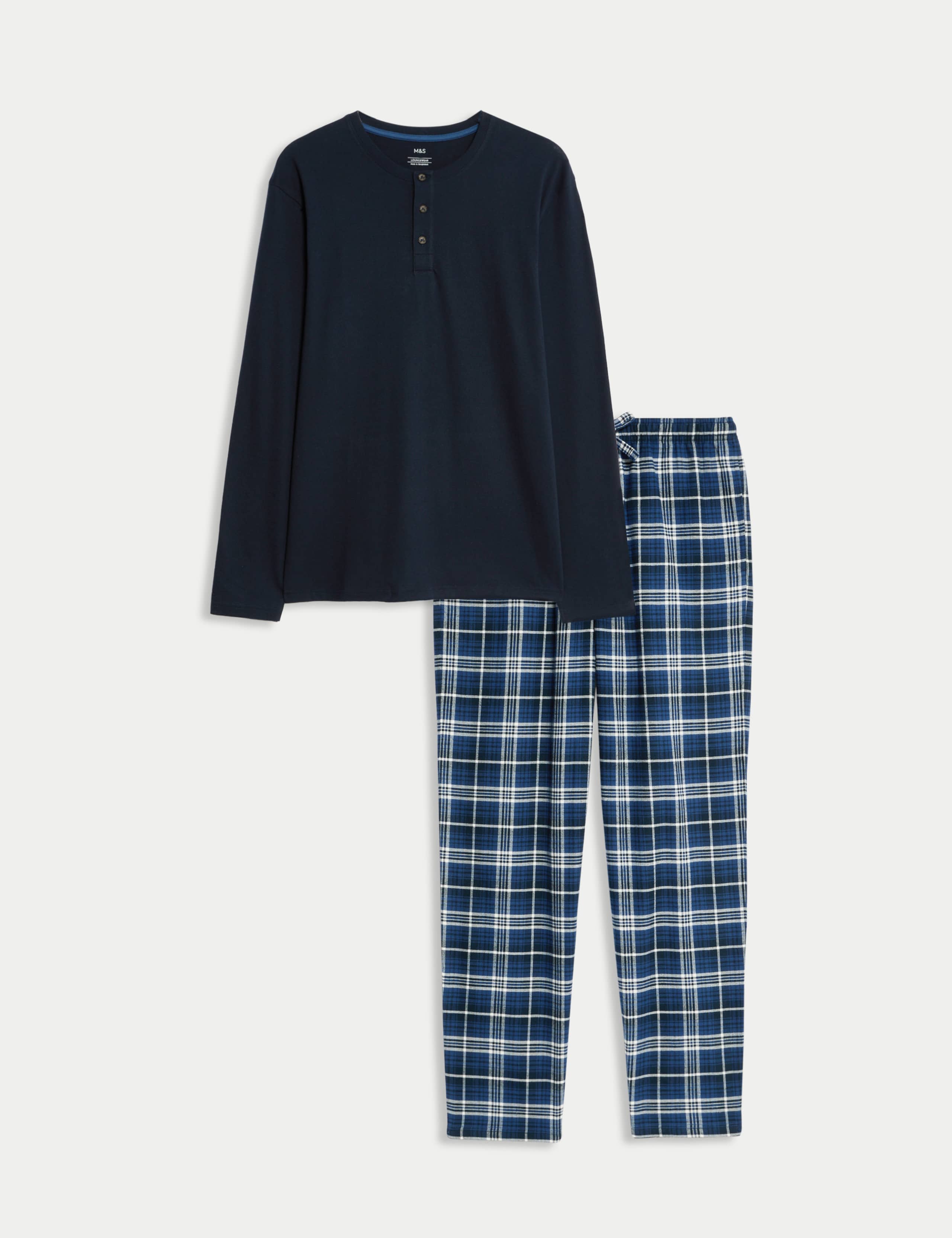 Brushed Cotton Henley Check Pyjama Set 2 of 5