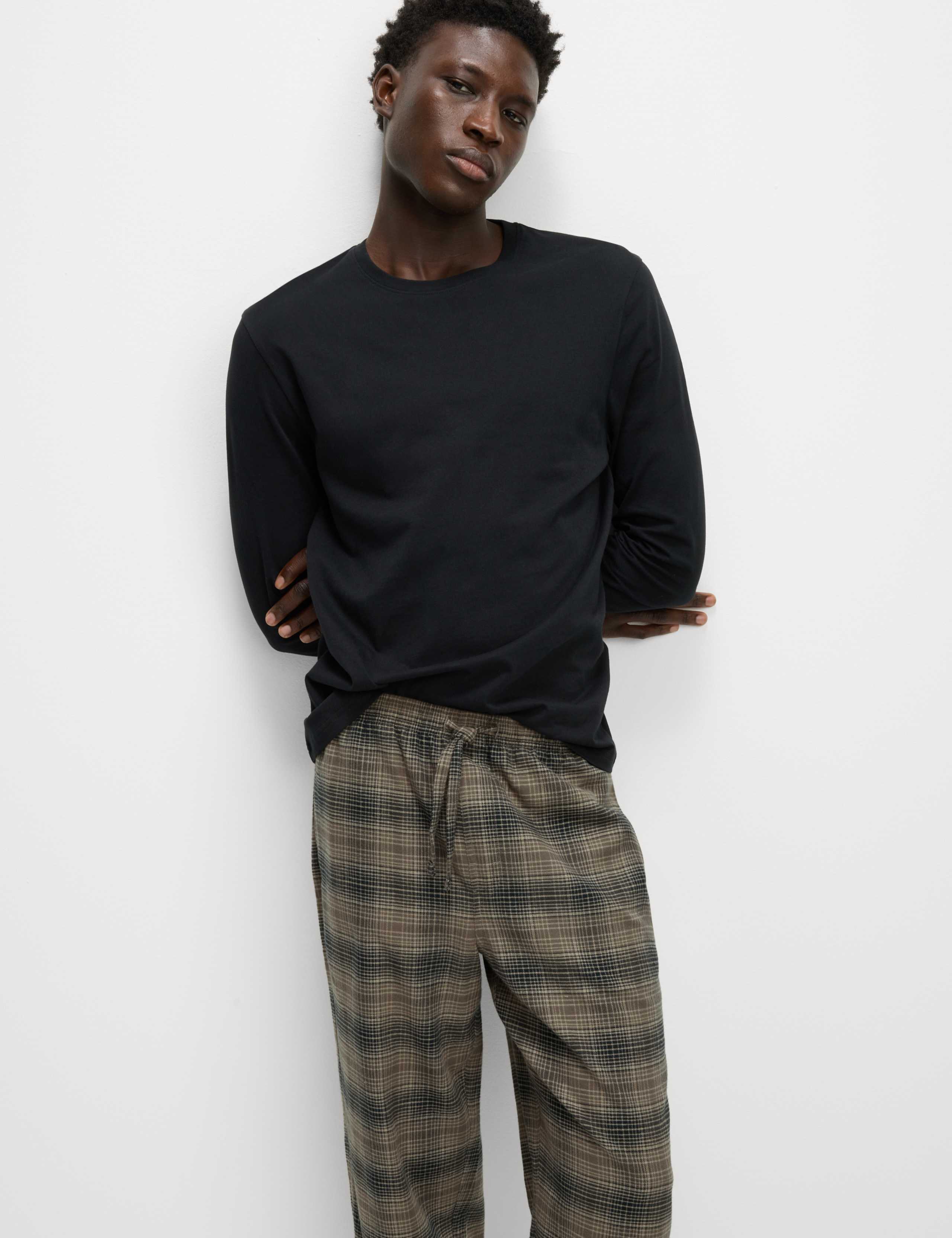 Brushed Cotton Ombre Check Pyjama Set 3 of 7