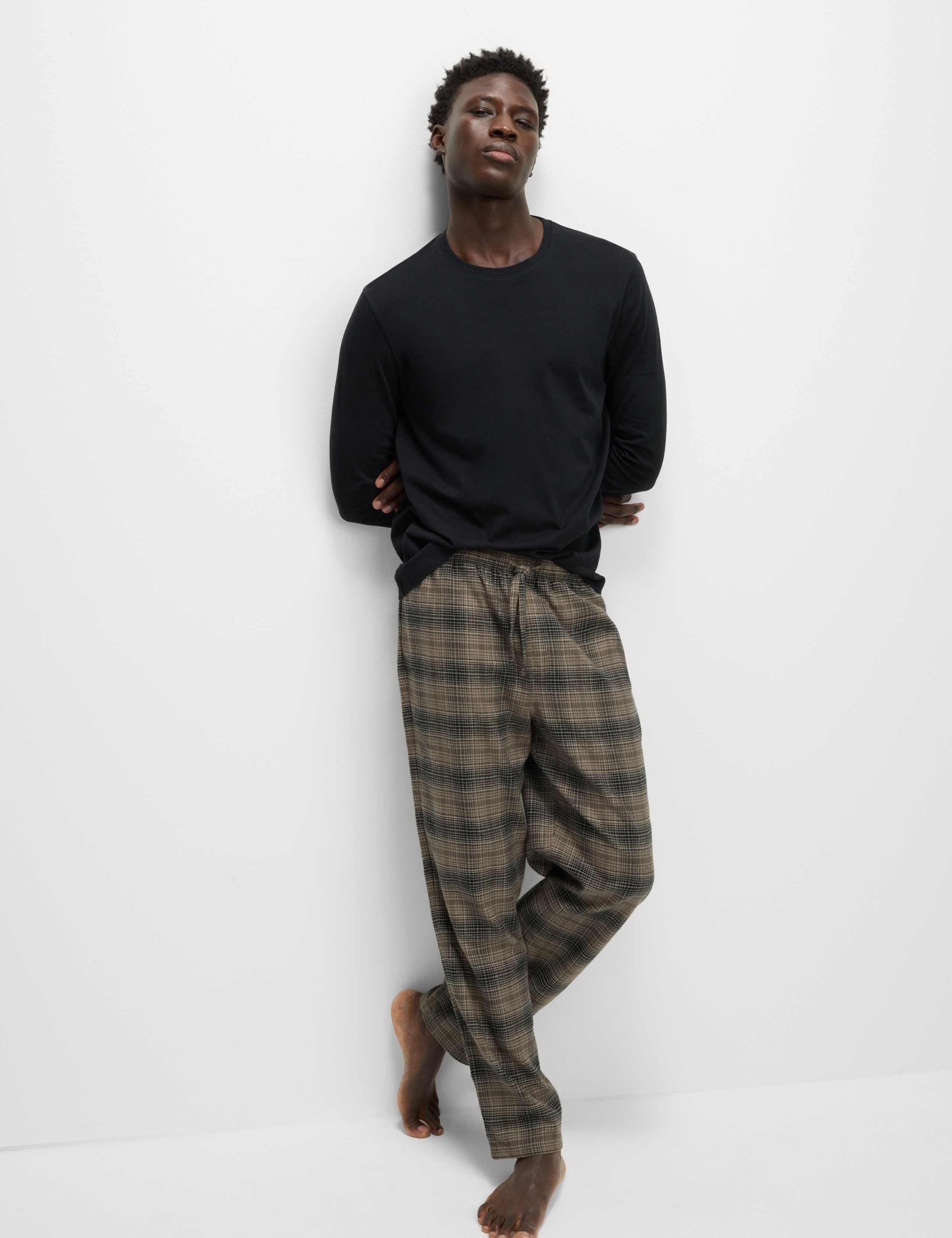 Brushed Cotton Ombre Check Pyjama Set 6 of 7