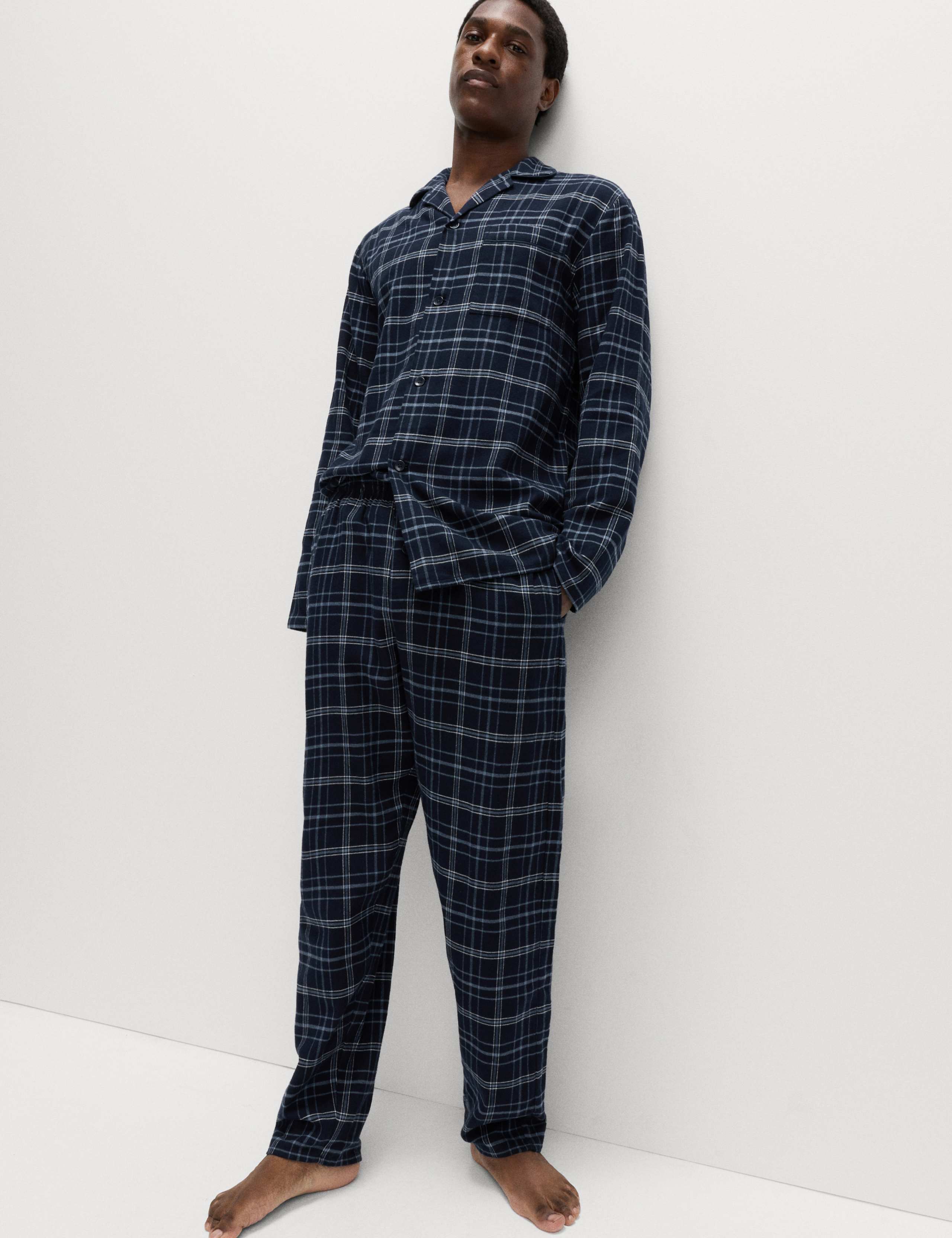 Pure Brushed Cotton Checked Pyjama Set 3 of 6