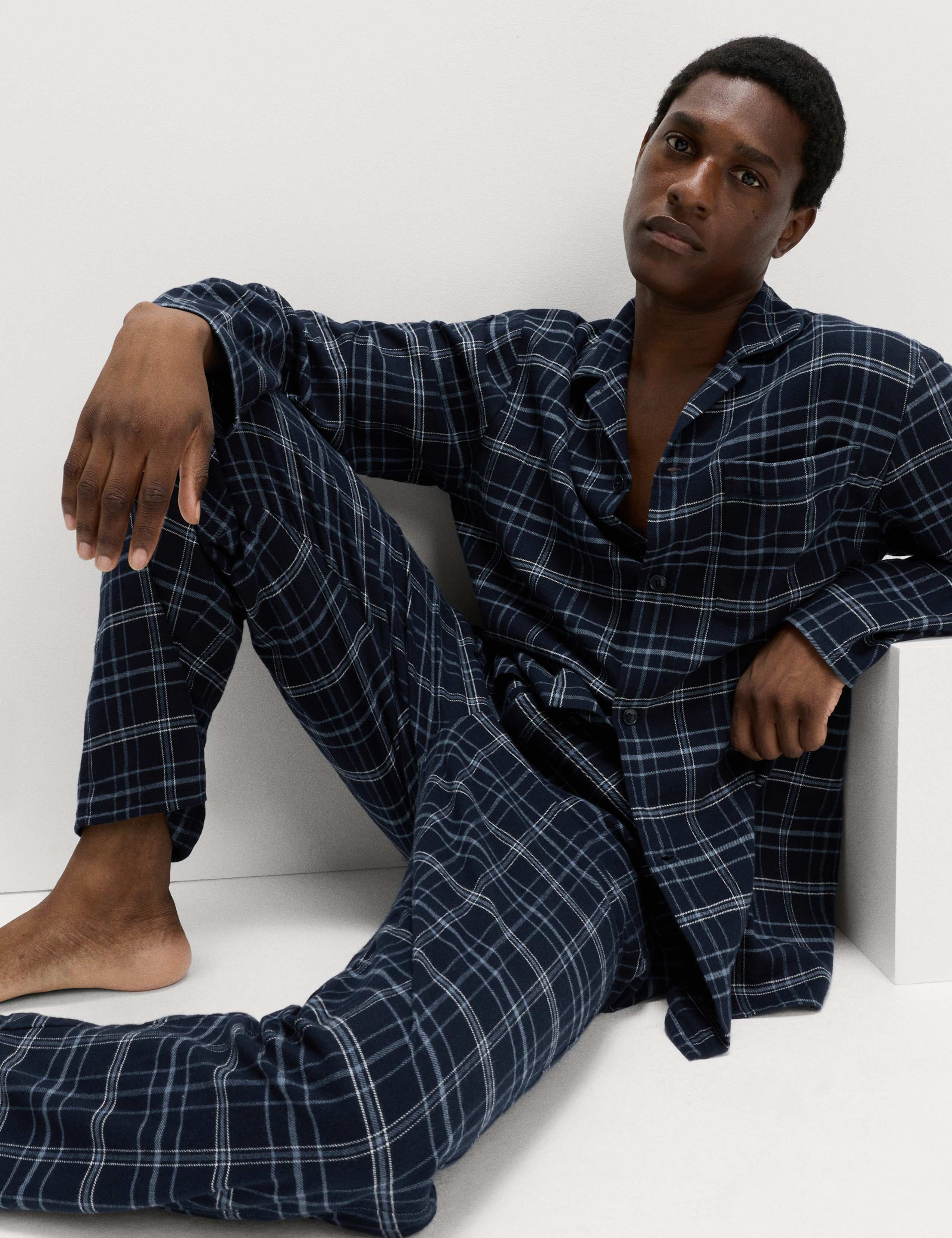 Pure Cotton Brushed Checked Pyjama Set 4 of 6
