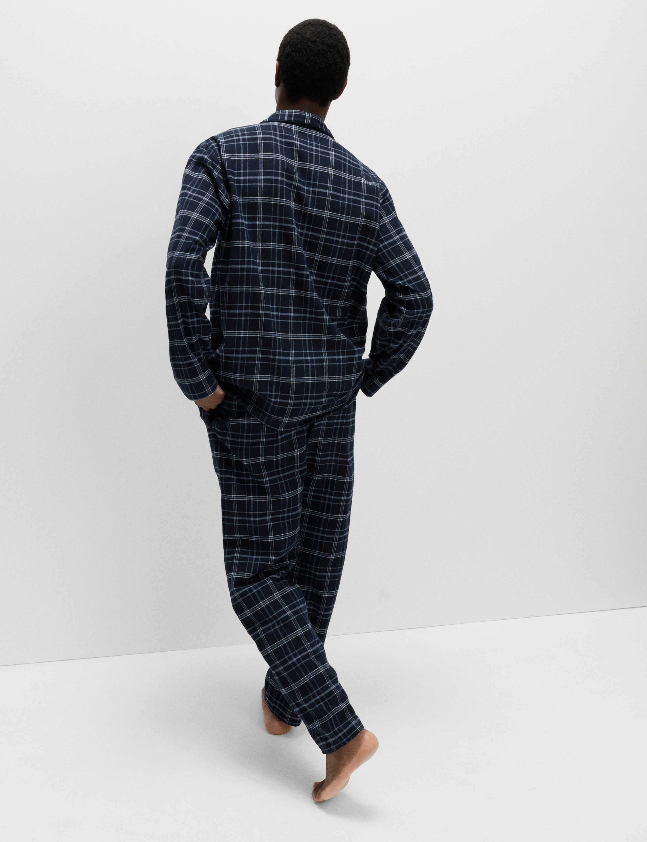 Pure Cotton Brushed Checked Pyjama Set 5 of 6