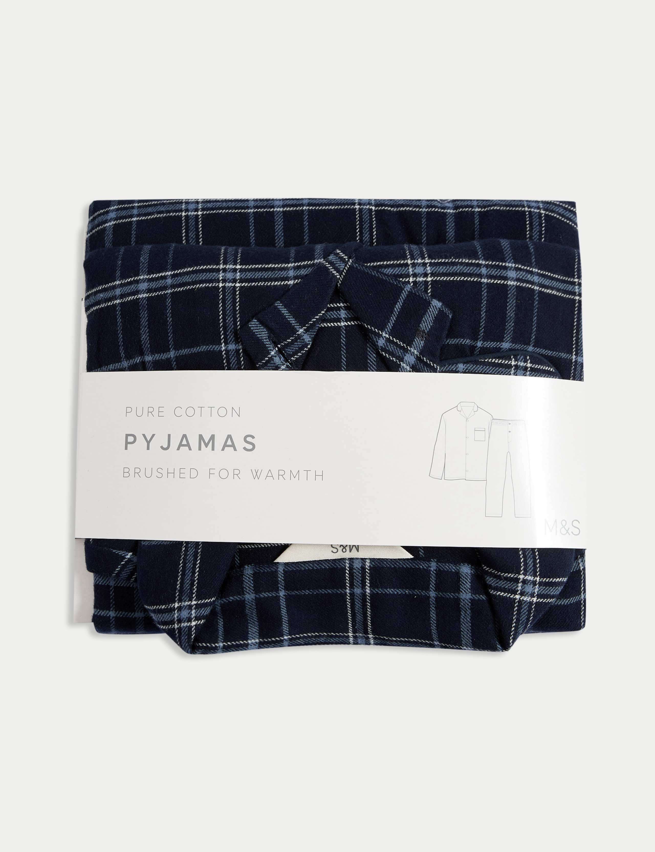 Pure Cotton Brushed Checked Pyjama Set 6 of 6