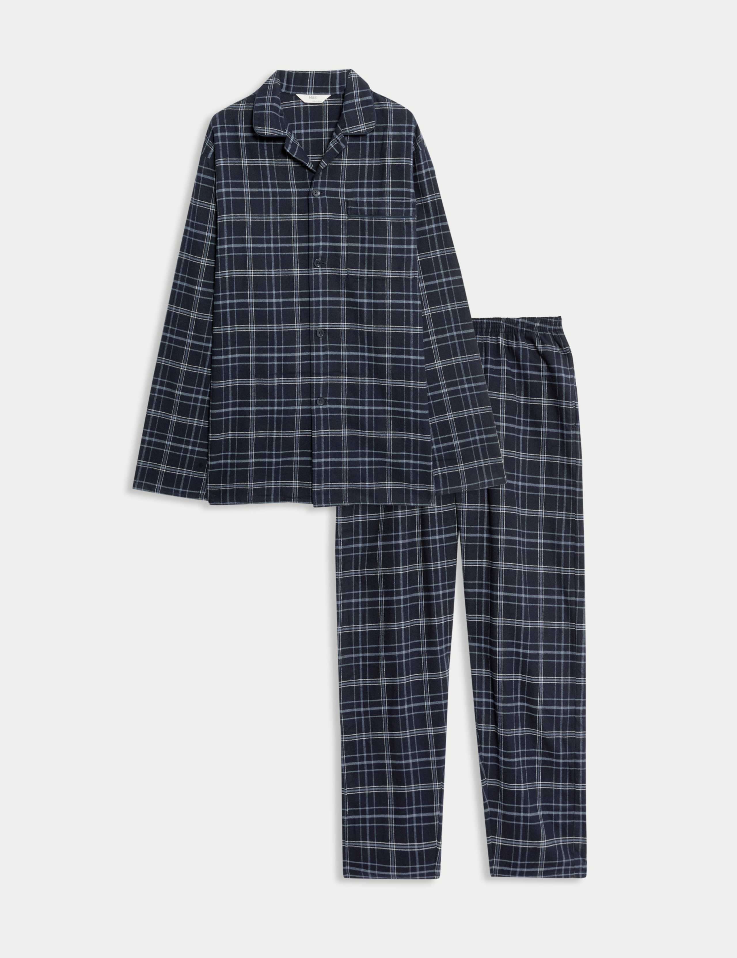 Pure Cotton Brushed Checked Pyjama Set 2 of 6