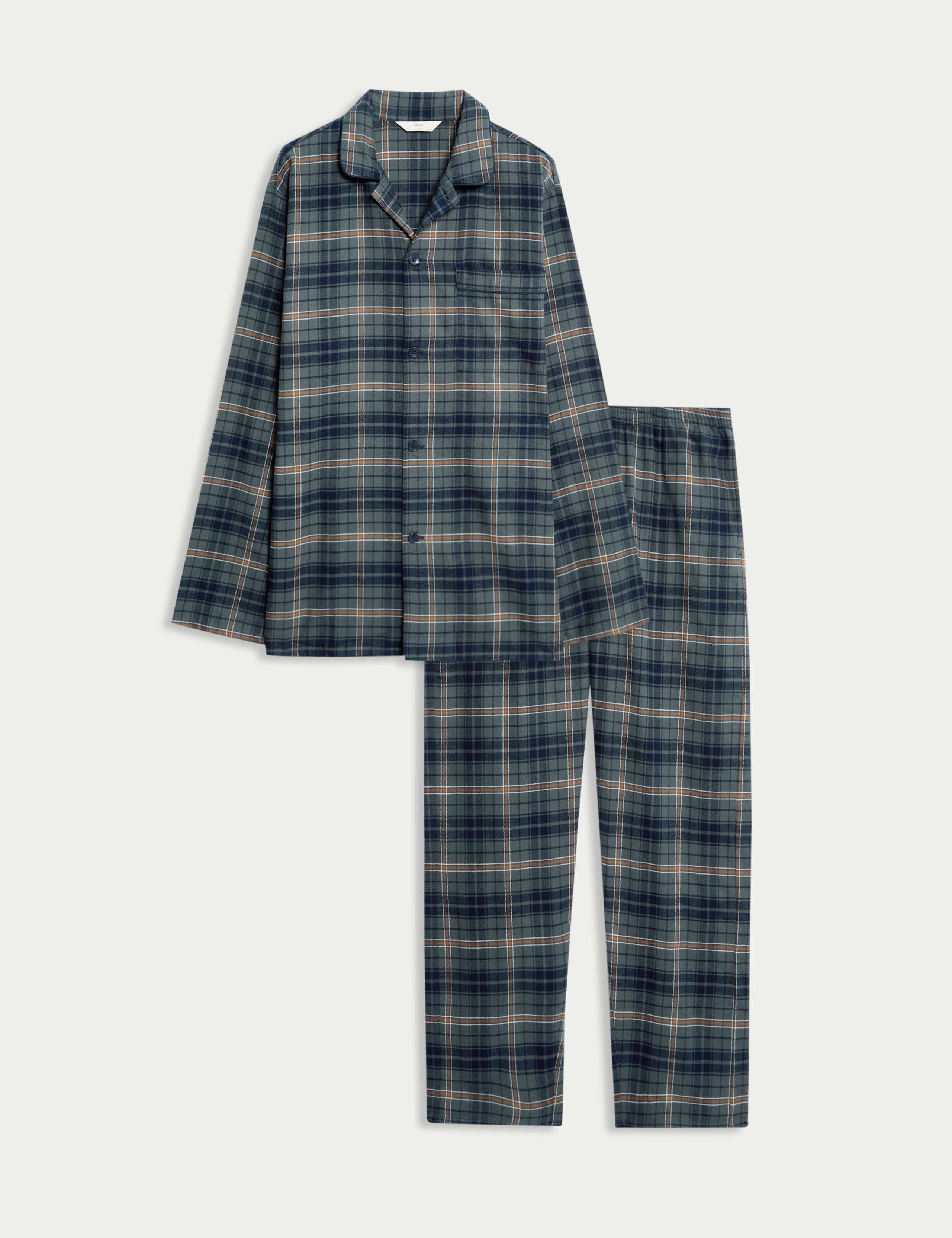 Pure Brushed Cotton Checked Pyjama Set 2 of 6