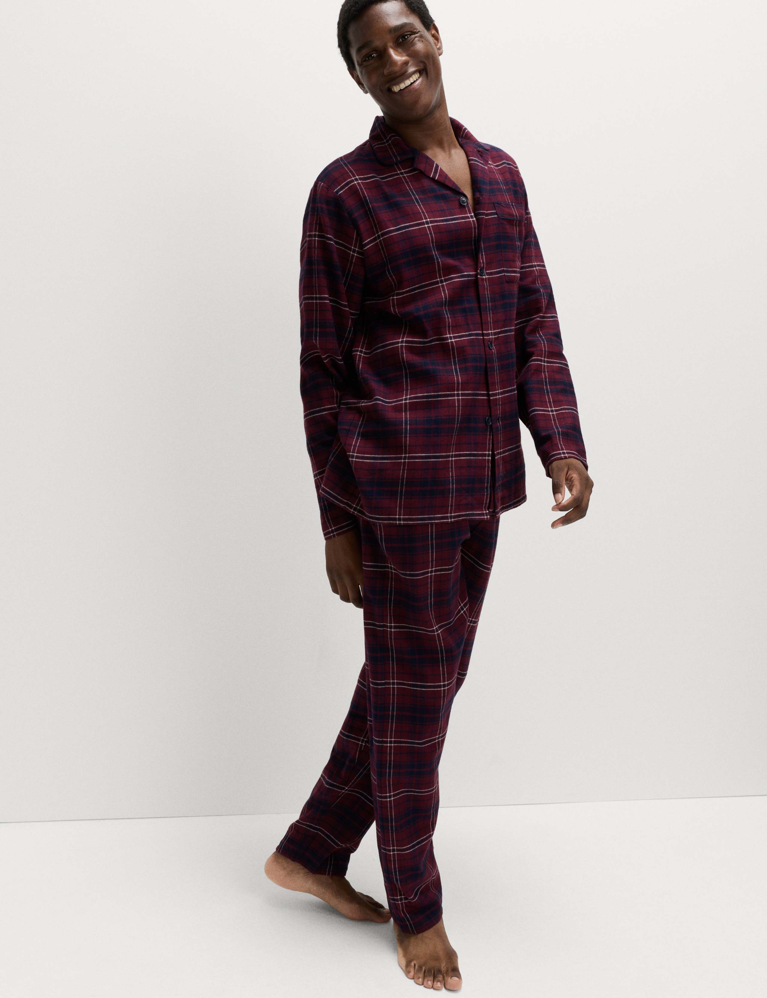 Pure Brushed Cotton Checked Pyjama Set 3 of 6
