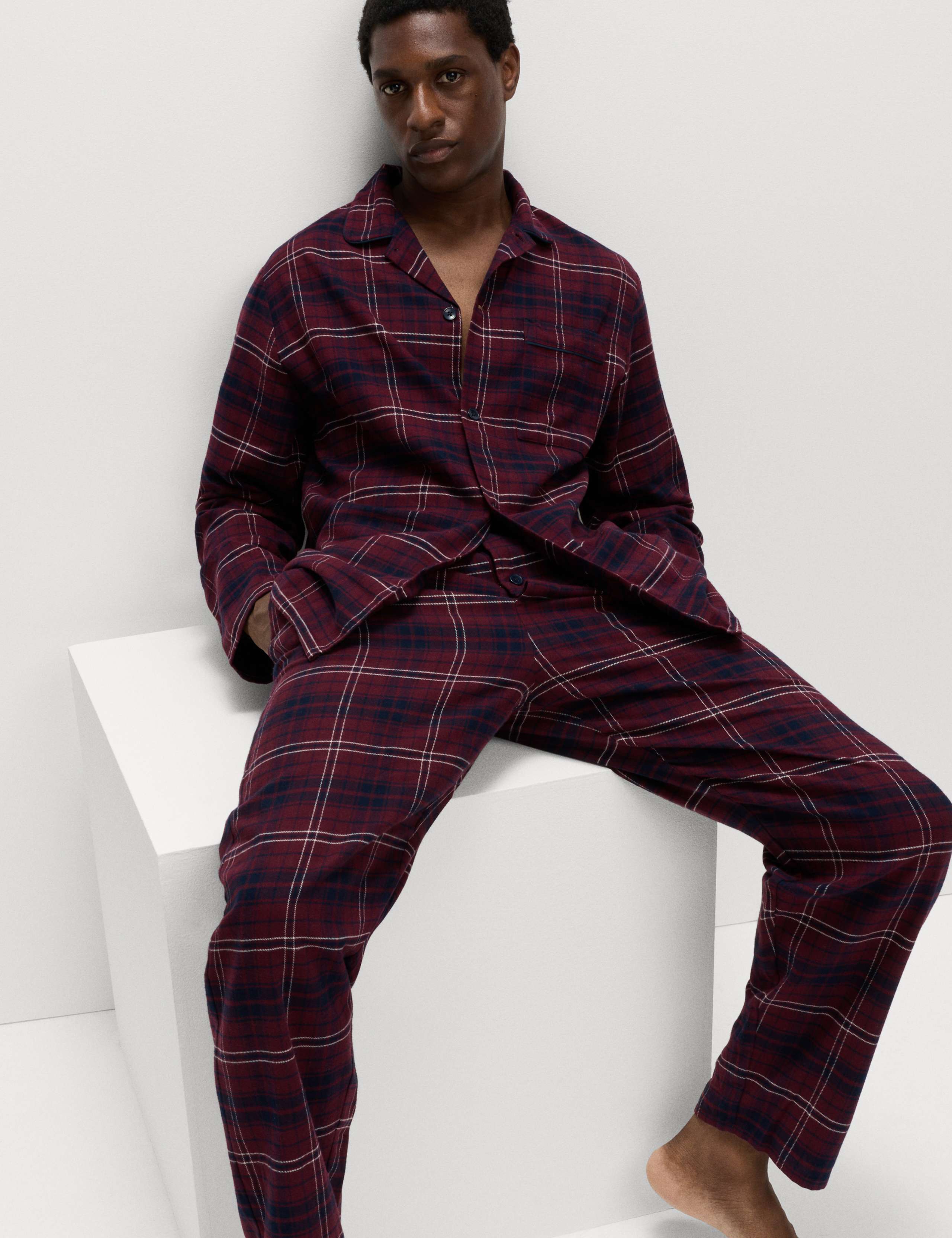 Pure Brushed Cotton Checked Pyjama Set 4 of 6