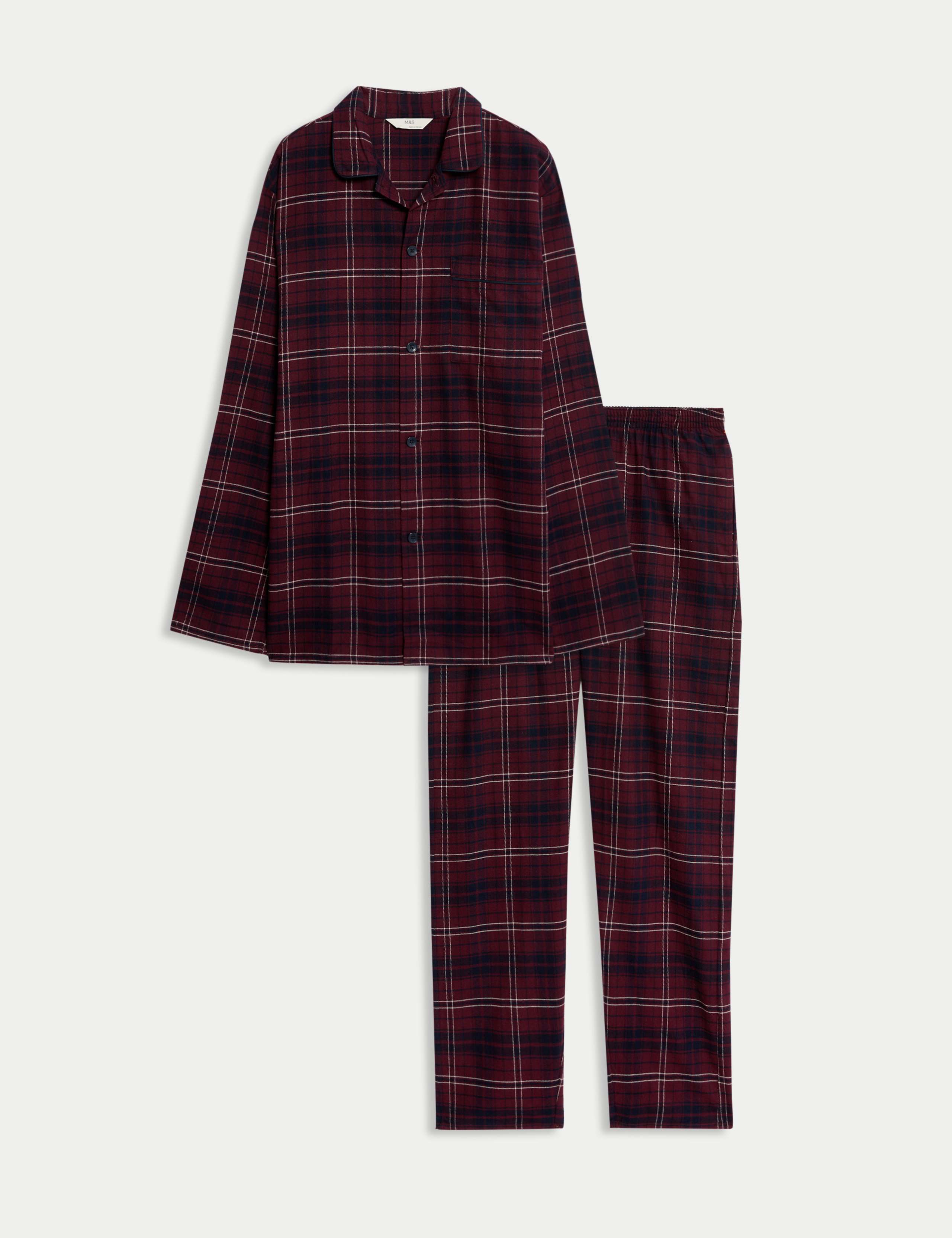 Pure Brushed Cotton Checked Pyjama Set 2 of 6