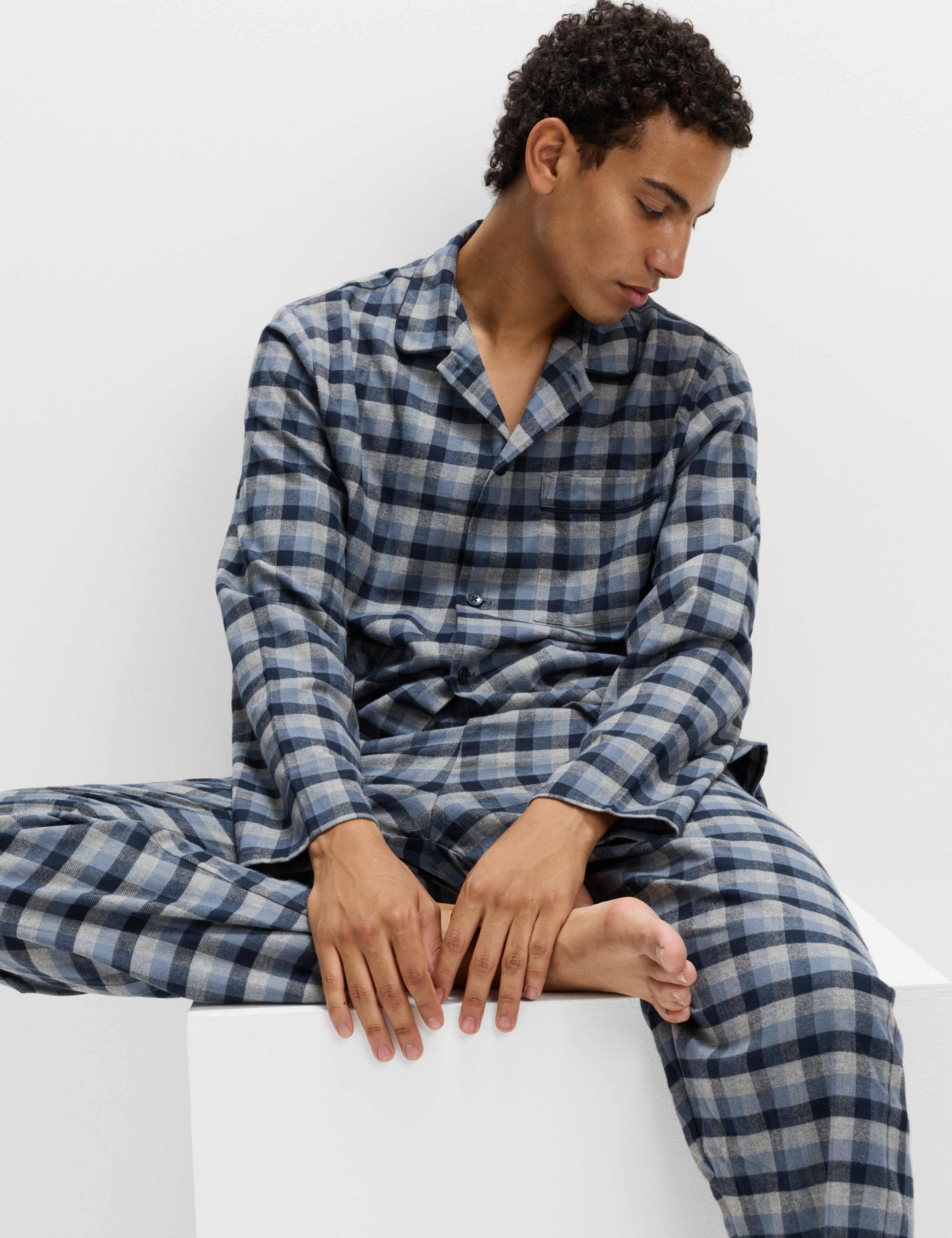 Brushed Cotton Checked Pyjama Set 1 of 6
