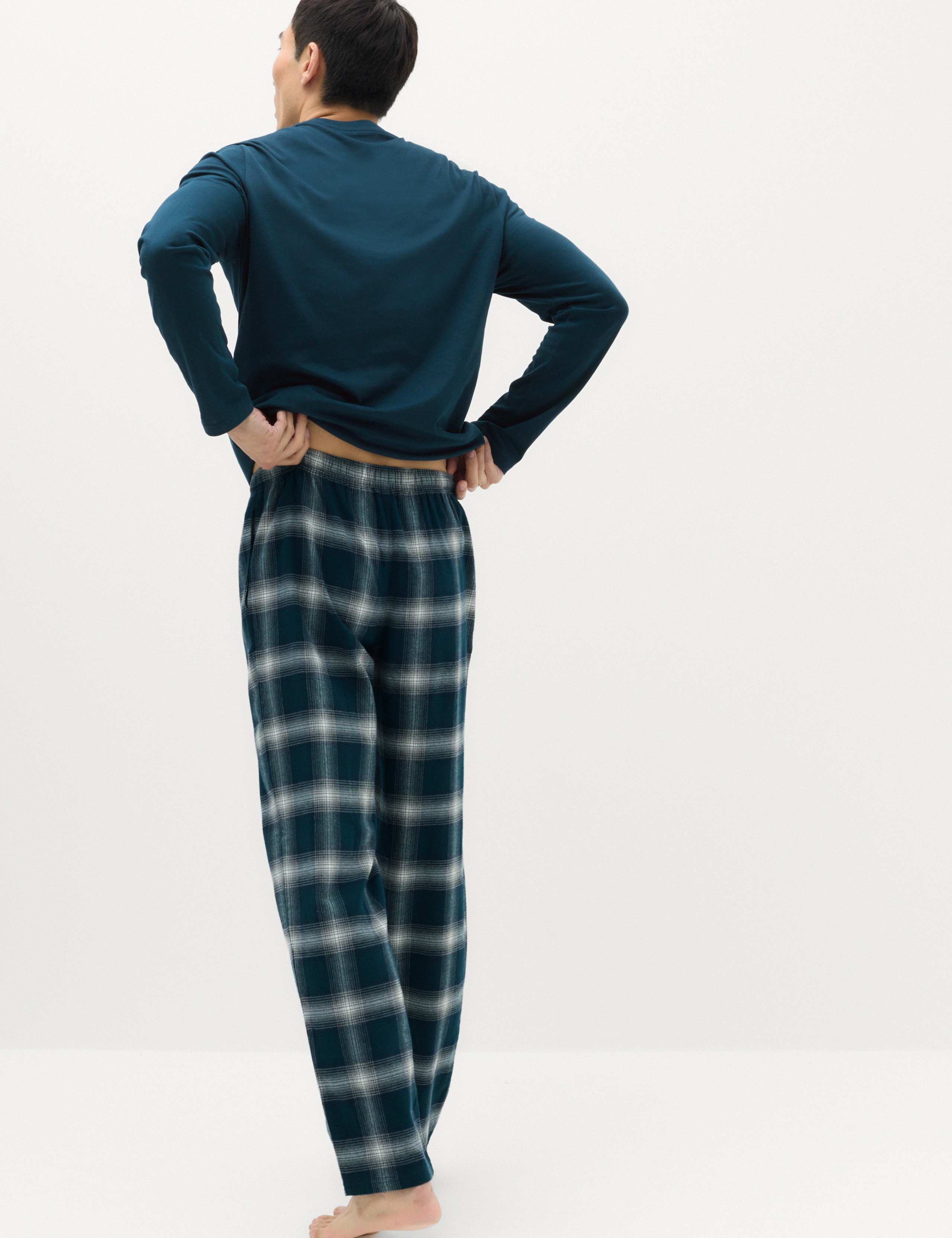 Brushed Cotton Henley Checked Pyjama Set 5 of 6