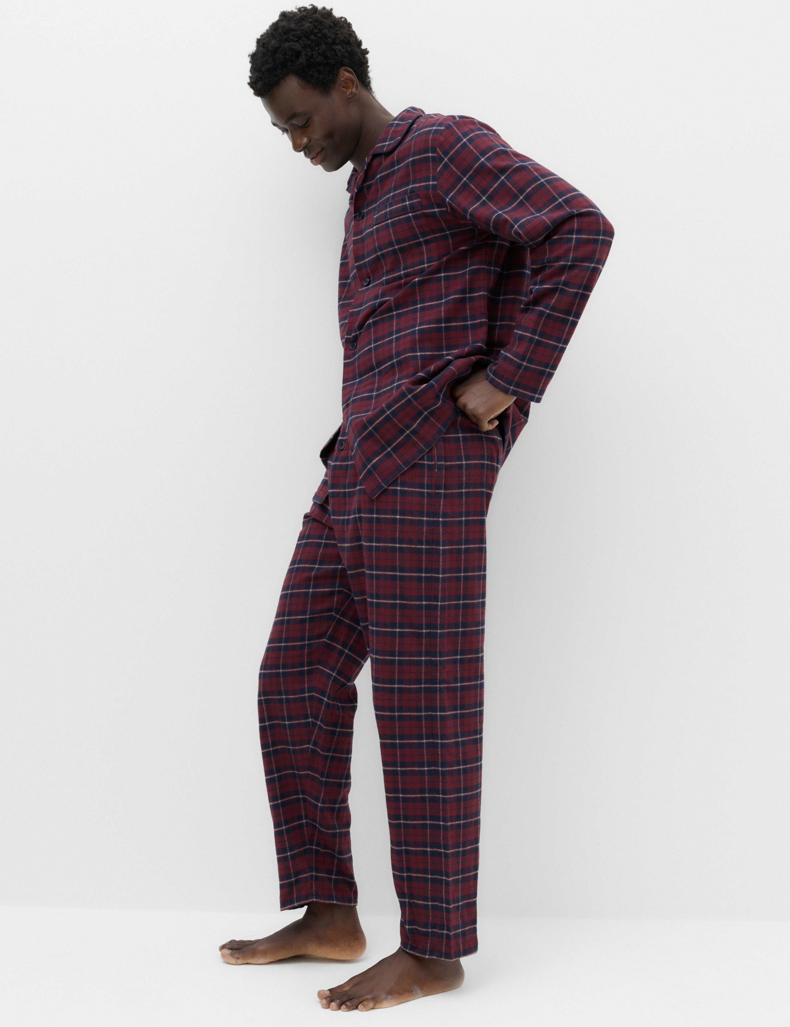 Pure Cotton Brushed Checked Pyjama Set 6 of 6