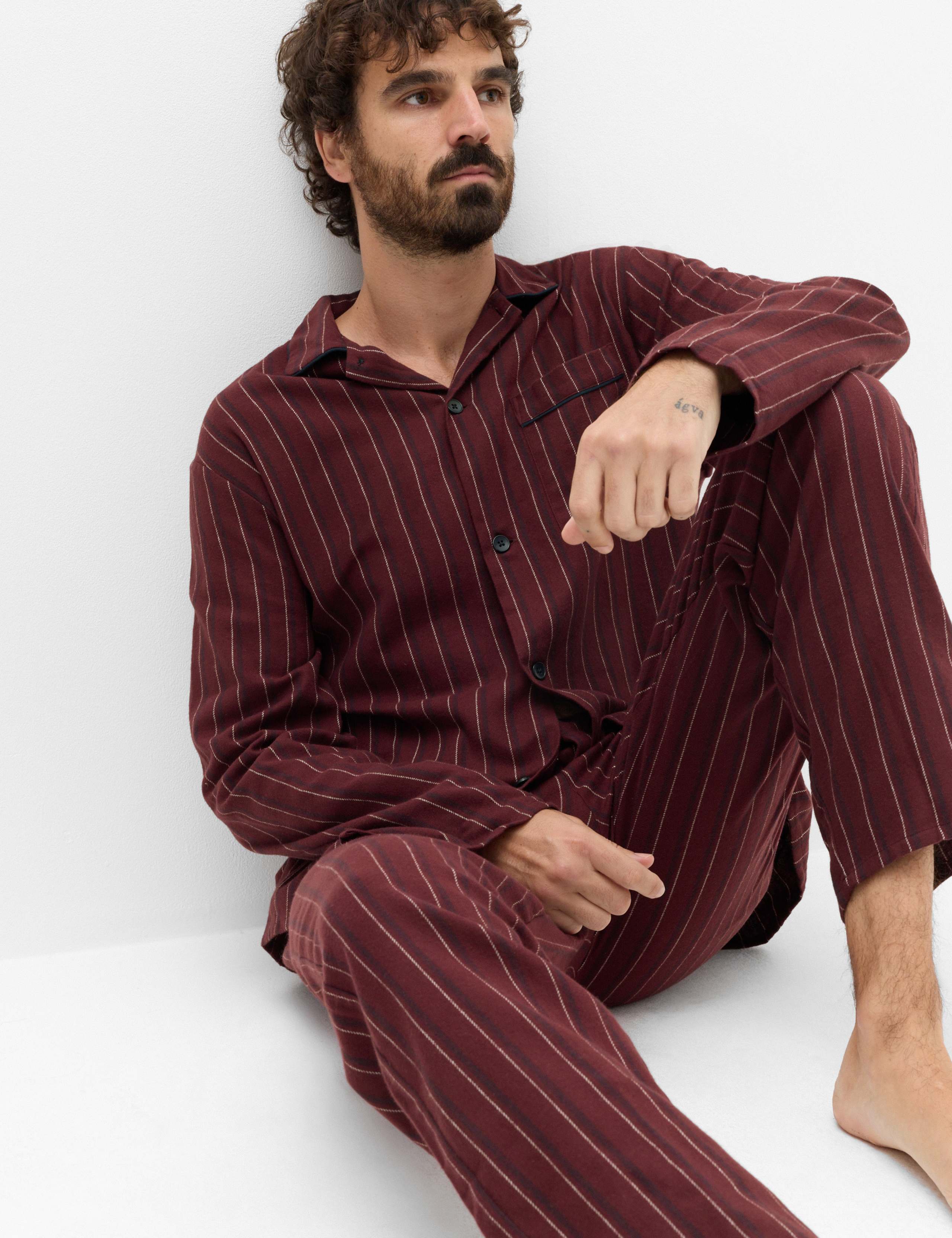 Brushed Cotton Striped Pyjama Set 6 of 6
