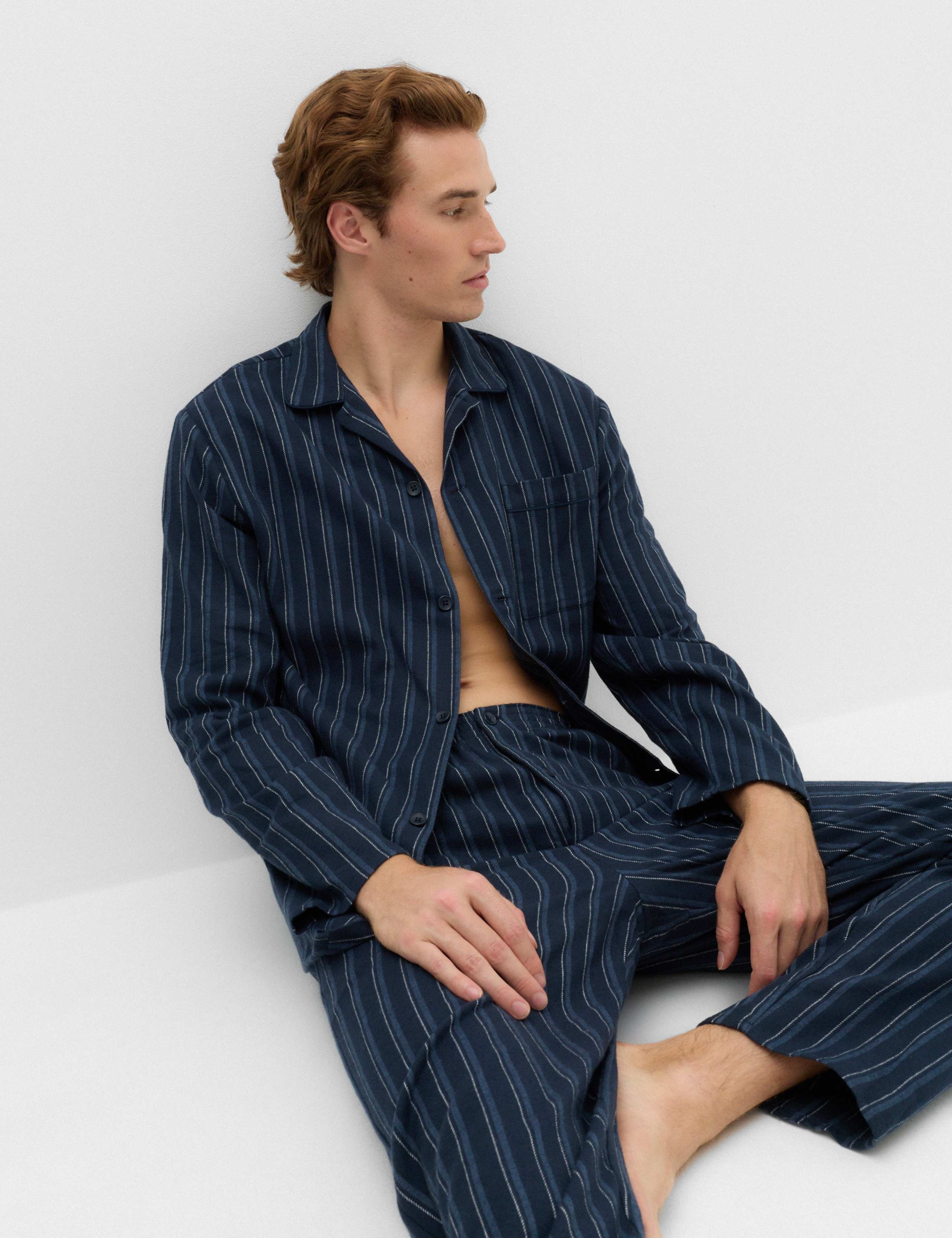 Brushed Cotton Striped Pyjama Set 7 of 7