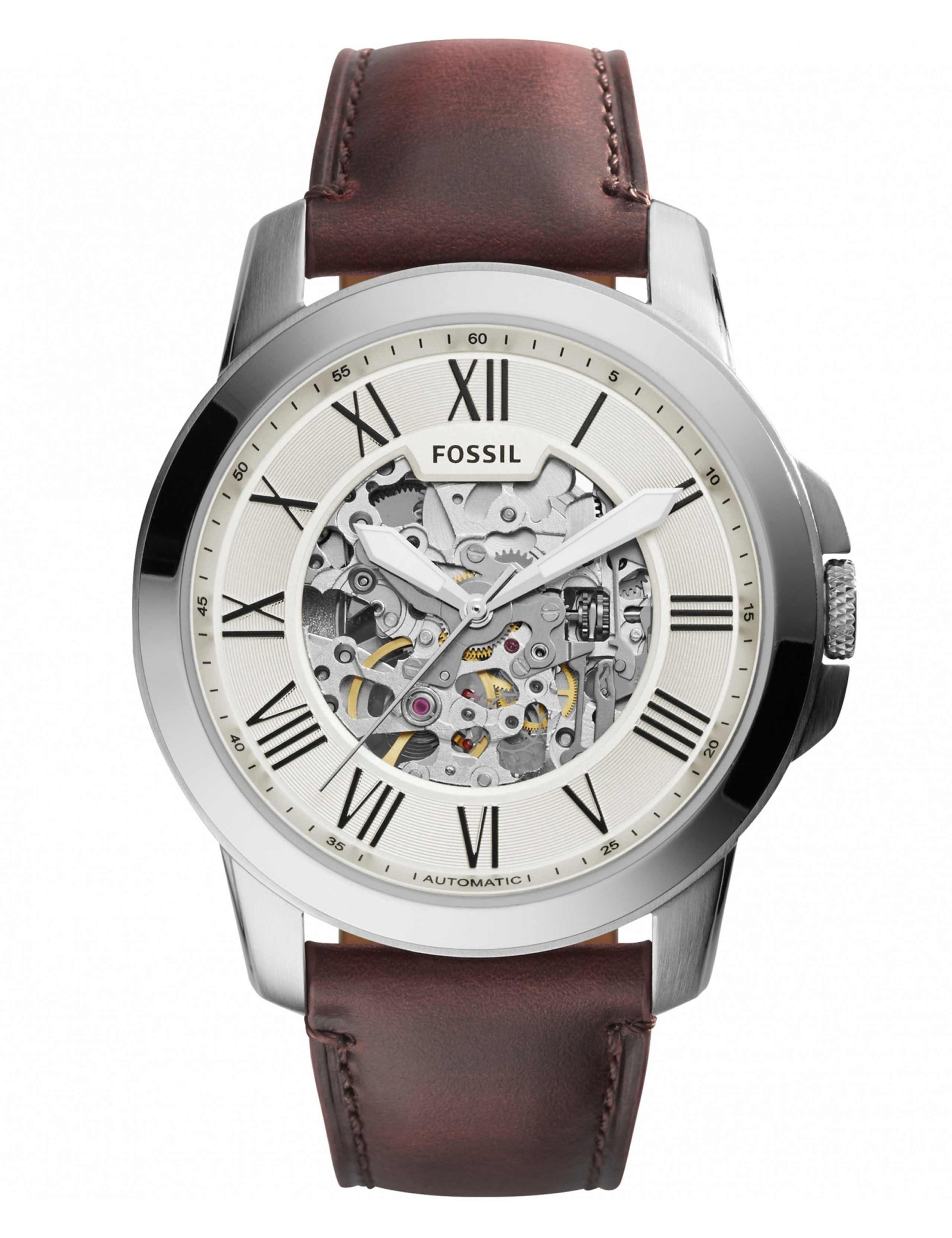 Fossil Grant Brown Leather Chronograph Automatic Watch 1 of 6