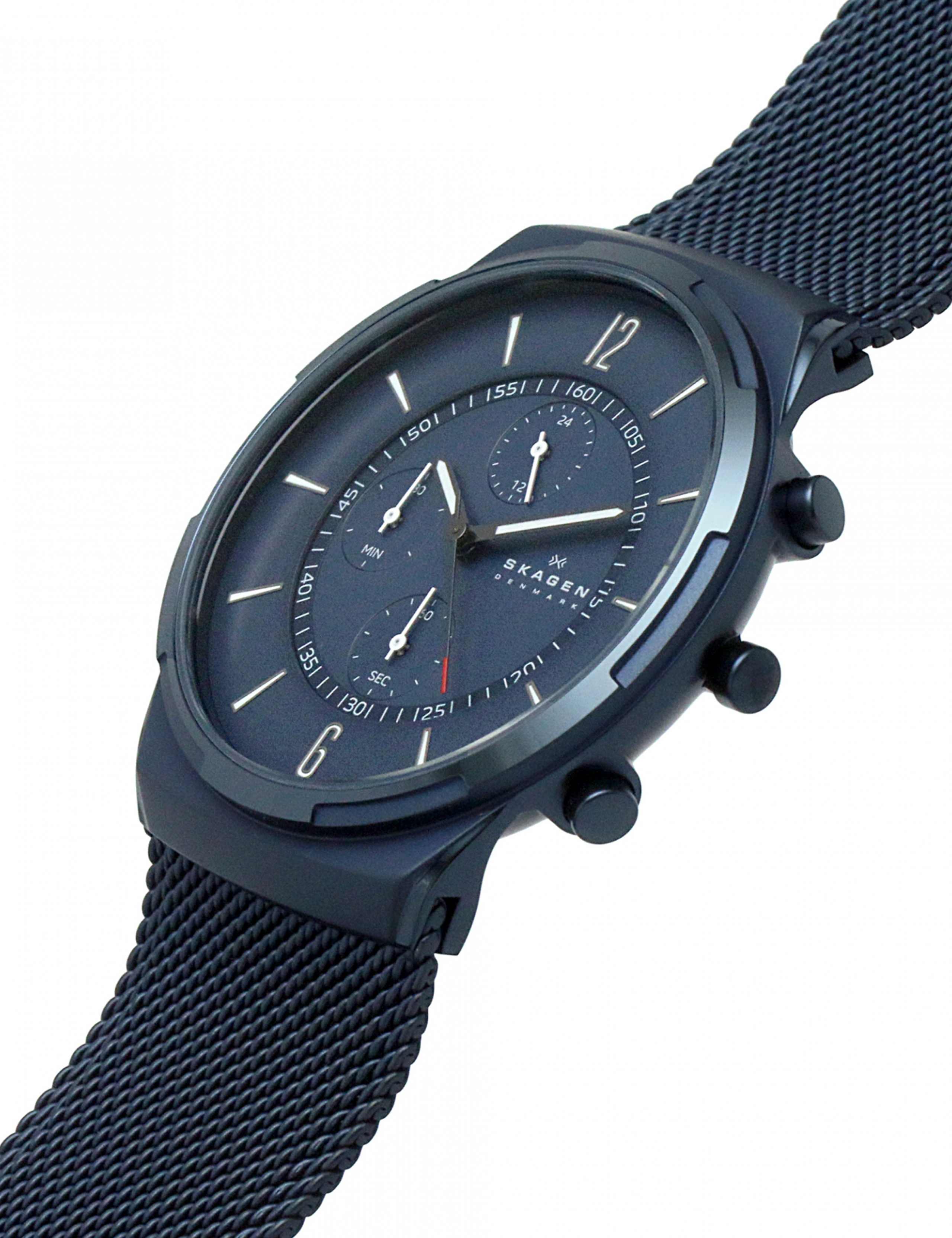 Skagen Stainless Steel Blue Chronograph Quartz Watch 5 of 7